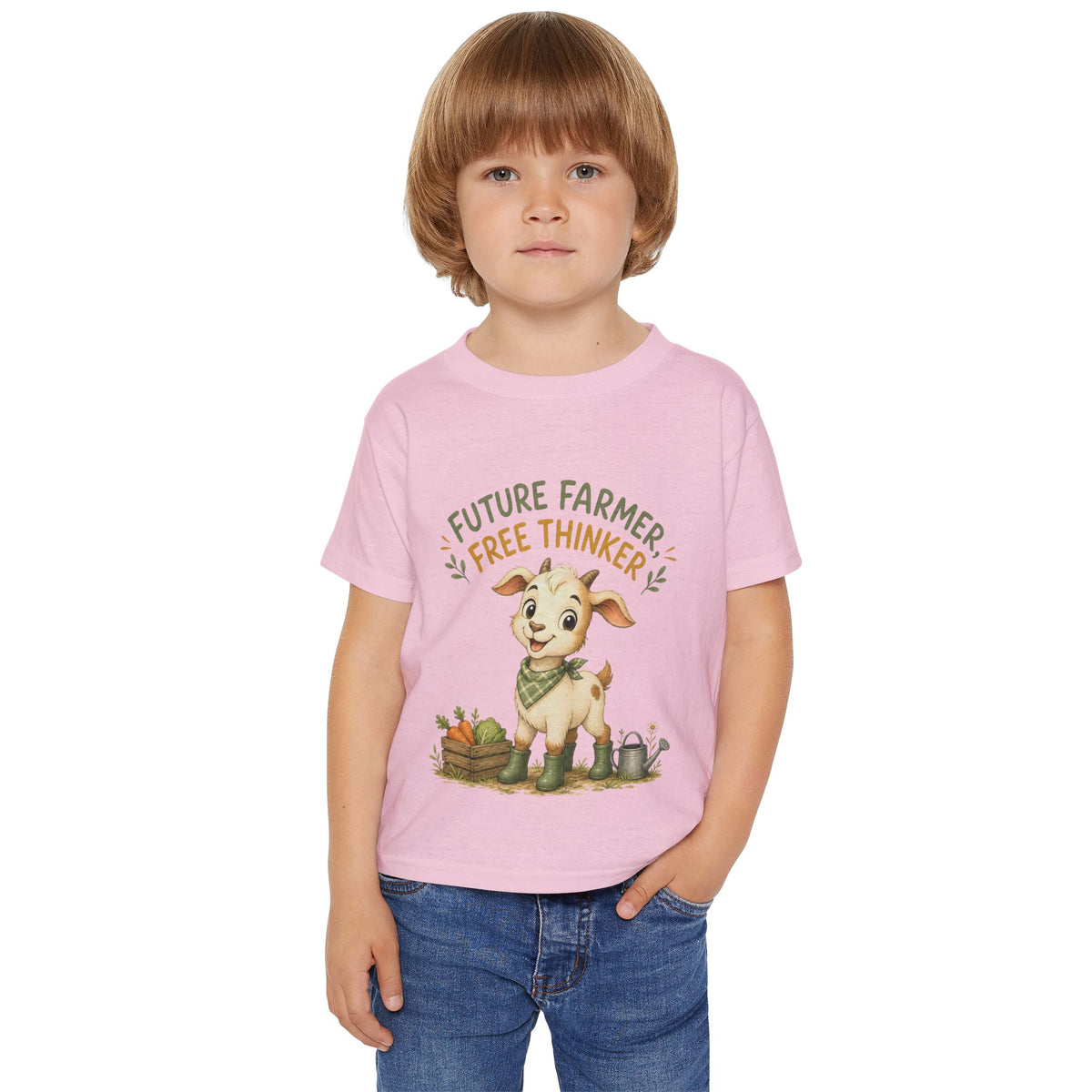 Future Farmer Toddler T-Shirt — Cute Goat "Future Farmer, Free Thinker" Kids Tee