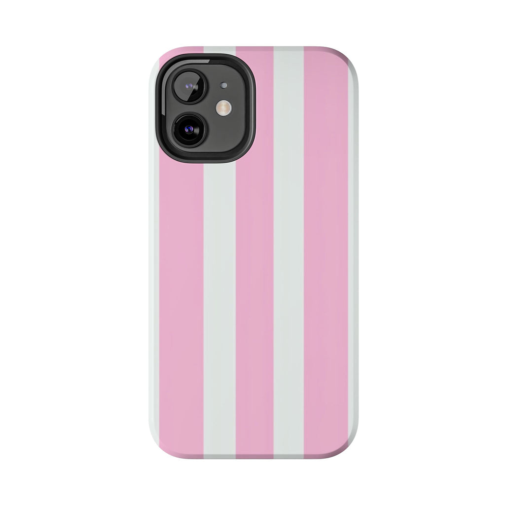 Pink & White Stripe Tough Phone Case — Protective Stripe iPhone Cover
