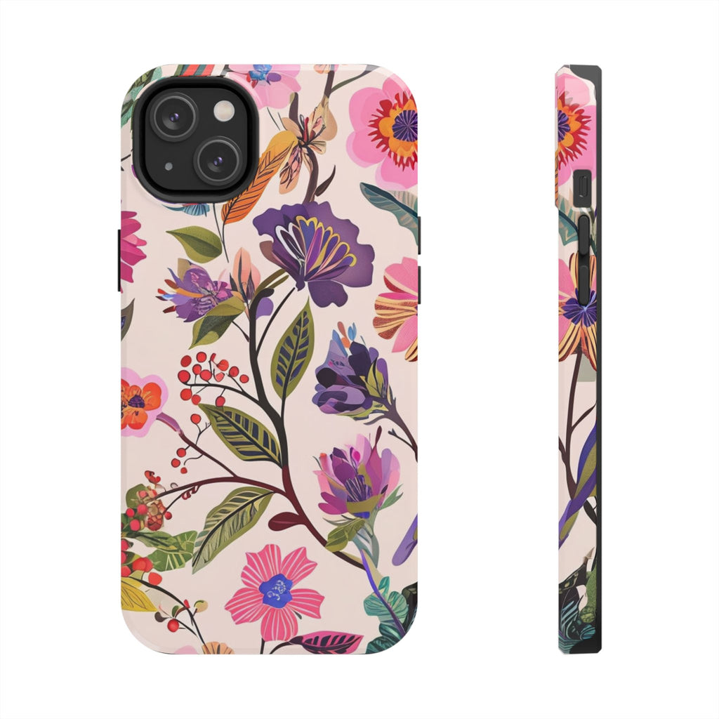 Floral Tough Phone Case – Colorful Botanical Flower Design
