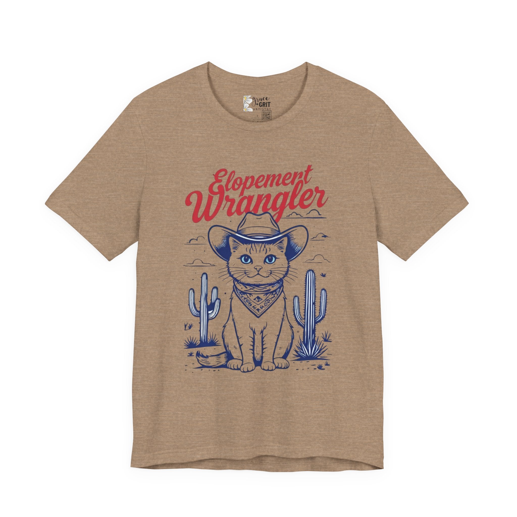 Elopement Wrangler Cat Tee | Cowboy Hat Cactus Desert Cat Illustration