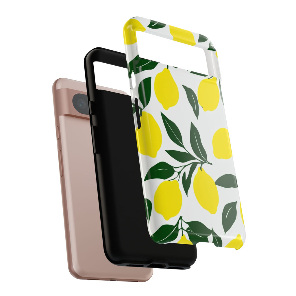 Lemon Pattern Tough Phone Case — Bright Citrus Protective Cover
