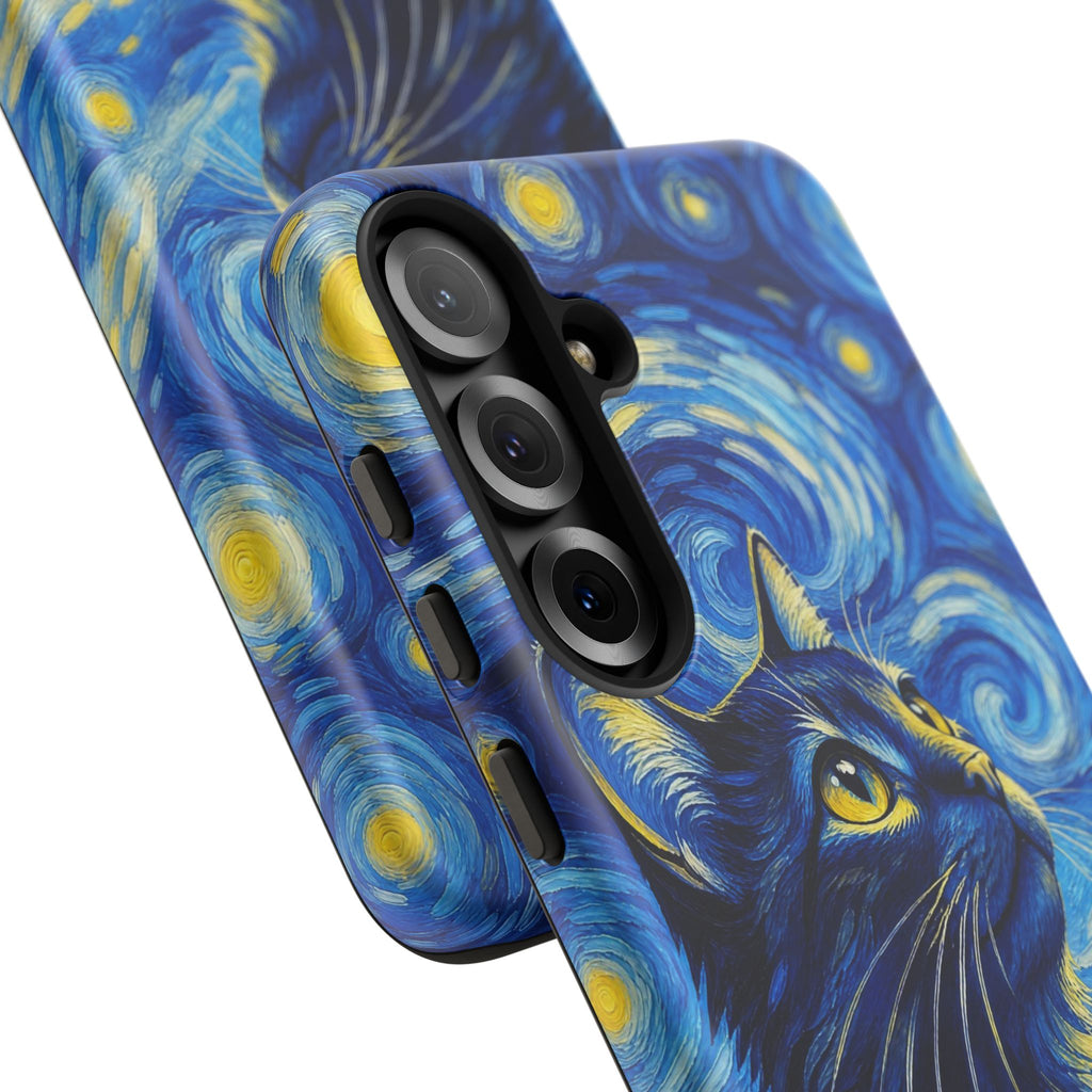 Starry Night Cat Phone Case — Van GoghStyle Blue Galaxy iPhone Cover