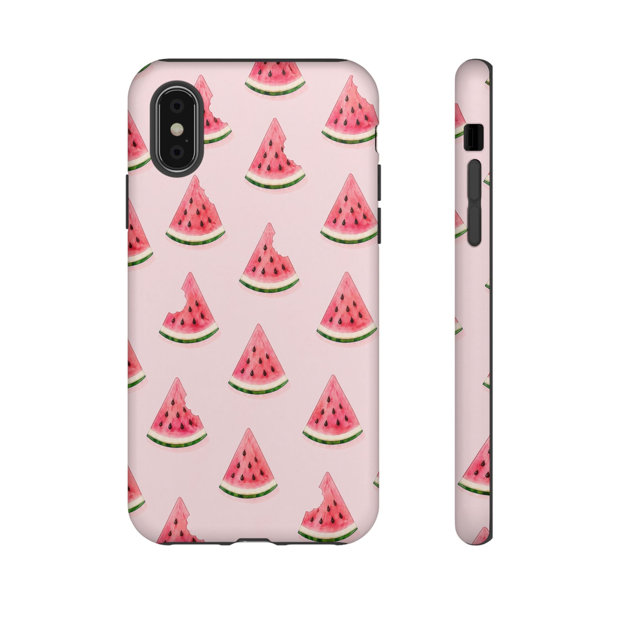 Watermelon Pattern Tough Phone Case — Pink Fruit Slice Protective Case