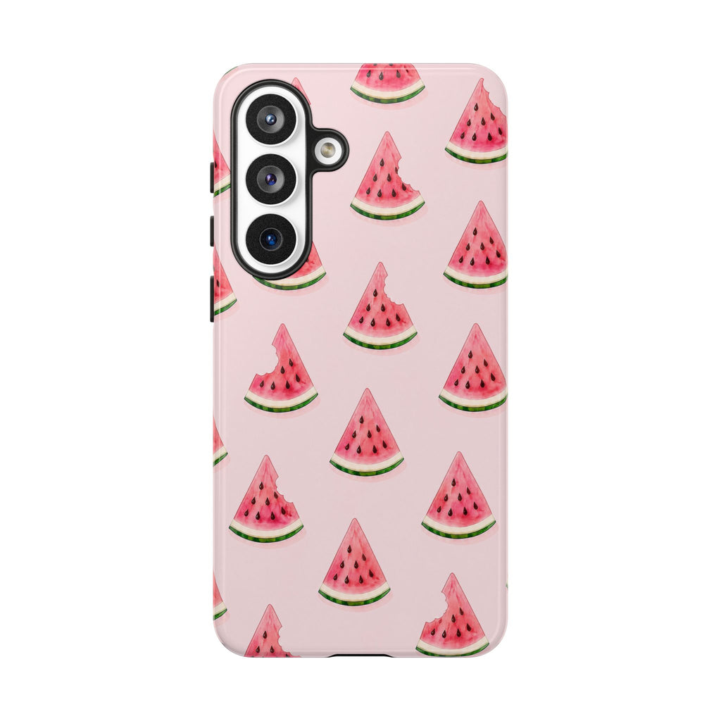 Watermelon Pattern Tough Phone Case — Pink Fruit Slice Protective Case