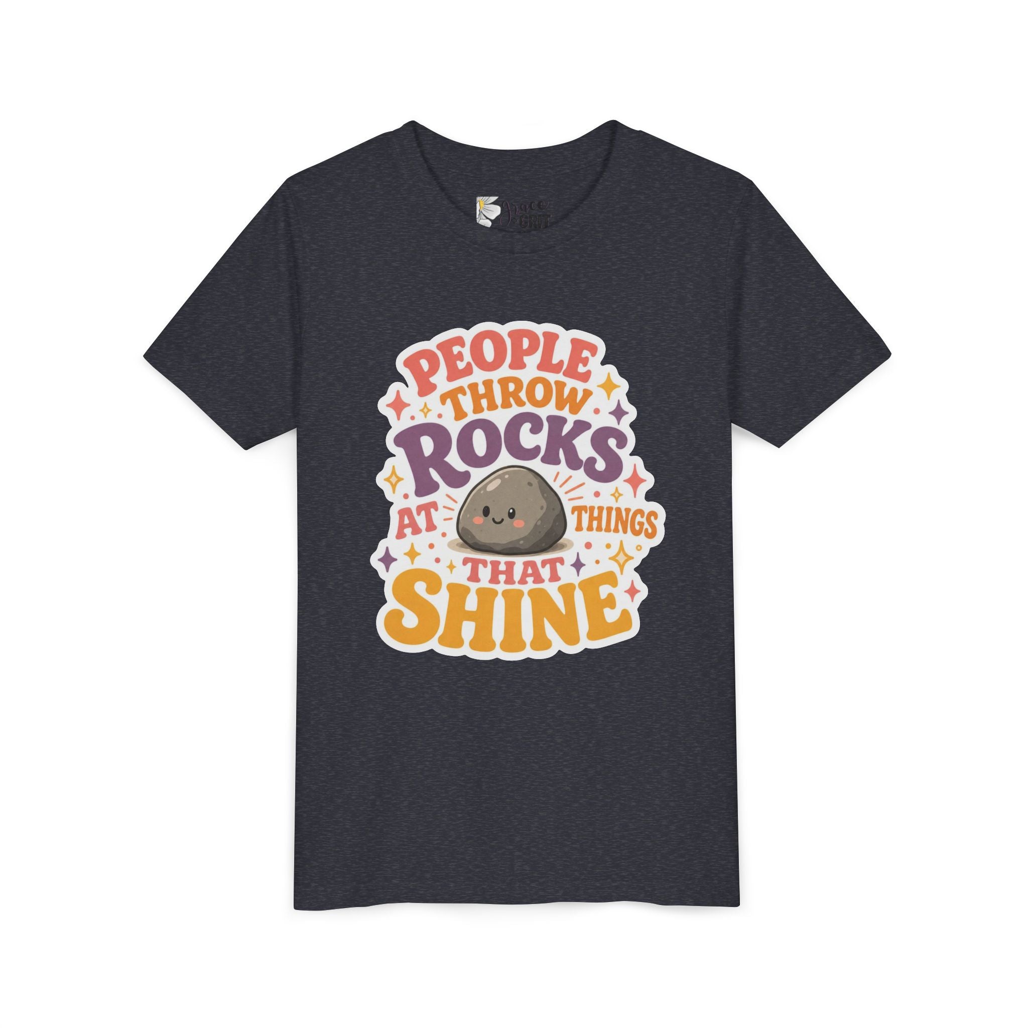 Youth Tee — "People Throw Rocks at Things That Shine" Positive Graphic Tee