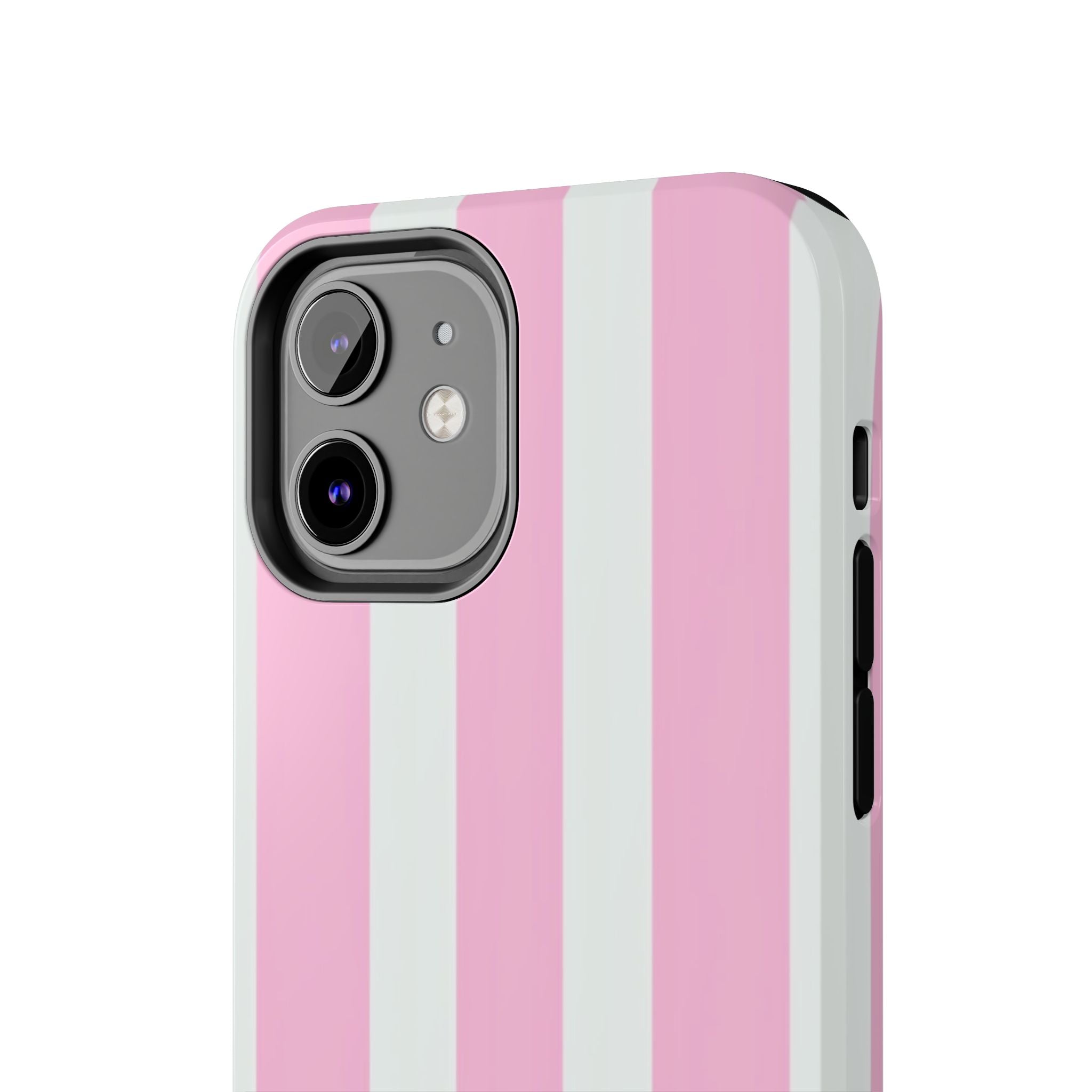 Pink & White Stripe Tough Phone Case — Protective Stripe iPhone Cover