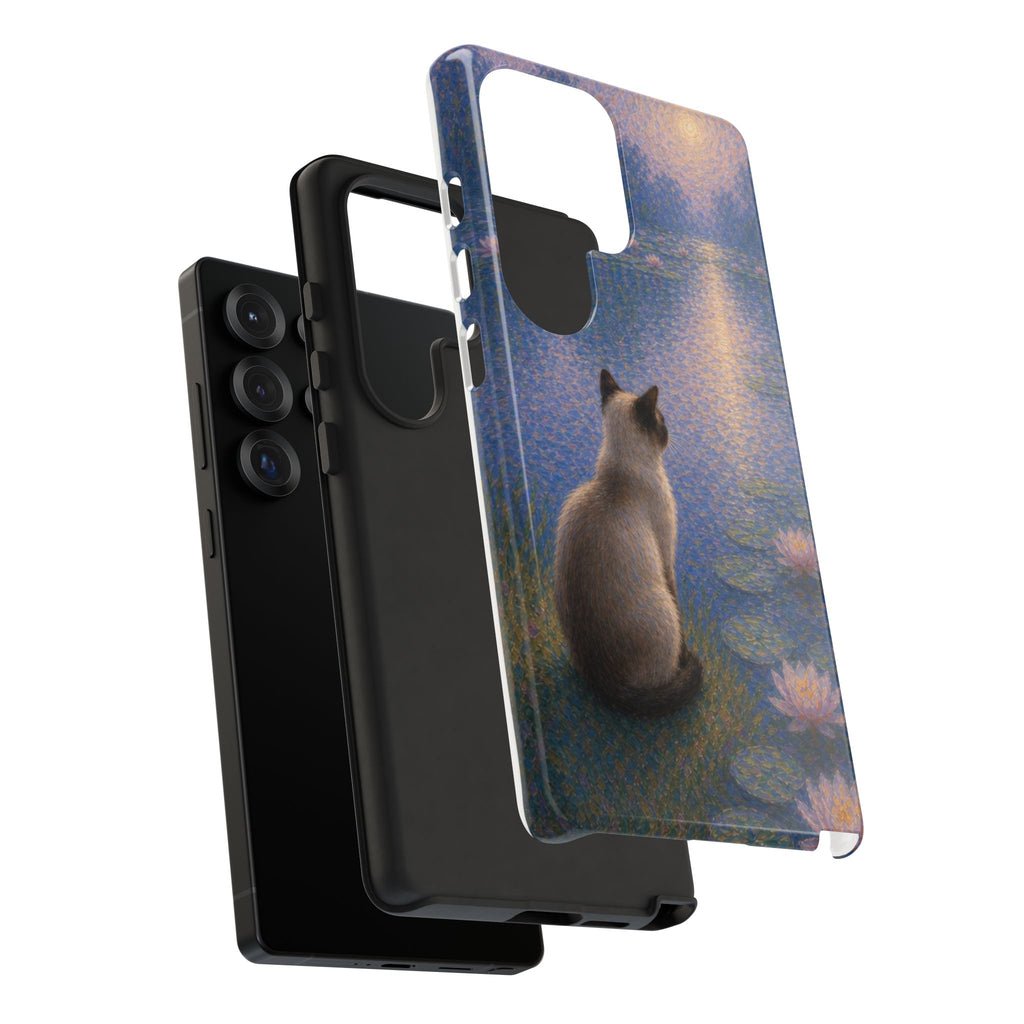 Cat Moonlight Phone Case — Serene Siamese by Lily Pond