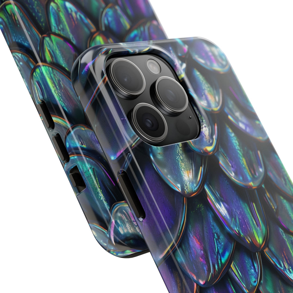 Holographic Mermaid Scale Tough Phone Case — Iridescent Protective Phone Cover