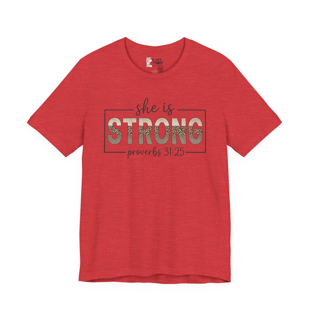She Is Strong Floral Tee — Inspirational Women's Strength T-Shirt