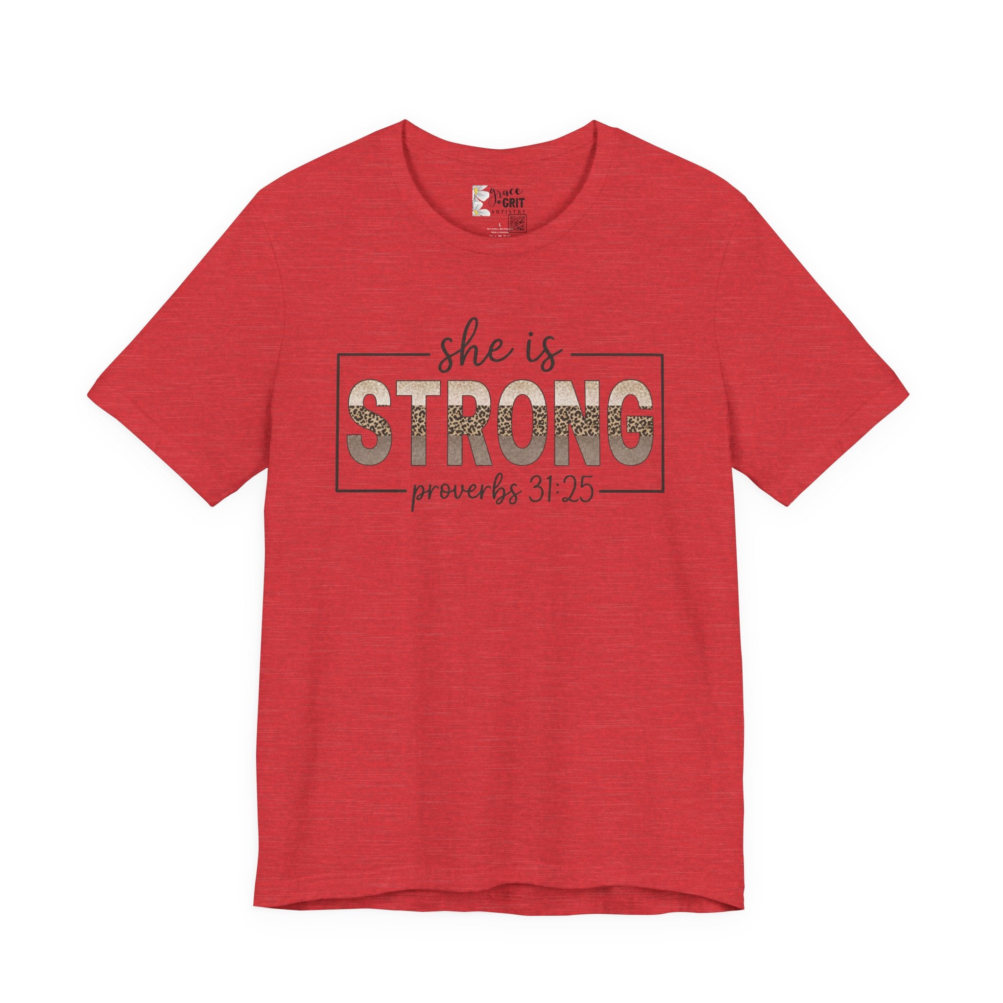 She Is Strong Floral Tee — Inspirational Women's Strength T-Shirt