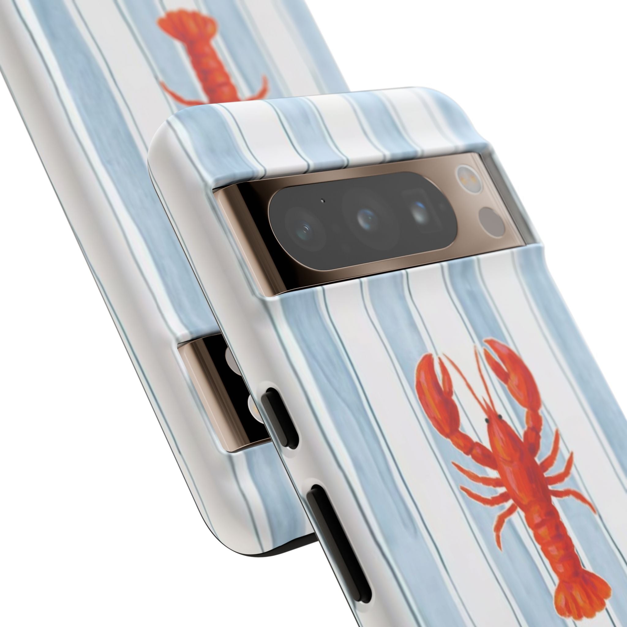 Lobster Stripe Phone Case — Nautical Blue & White Protective Cover
