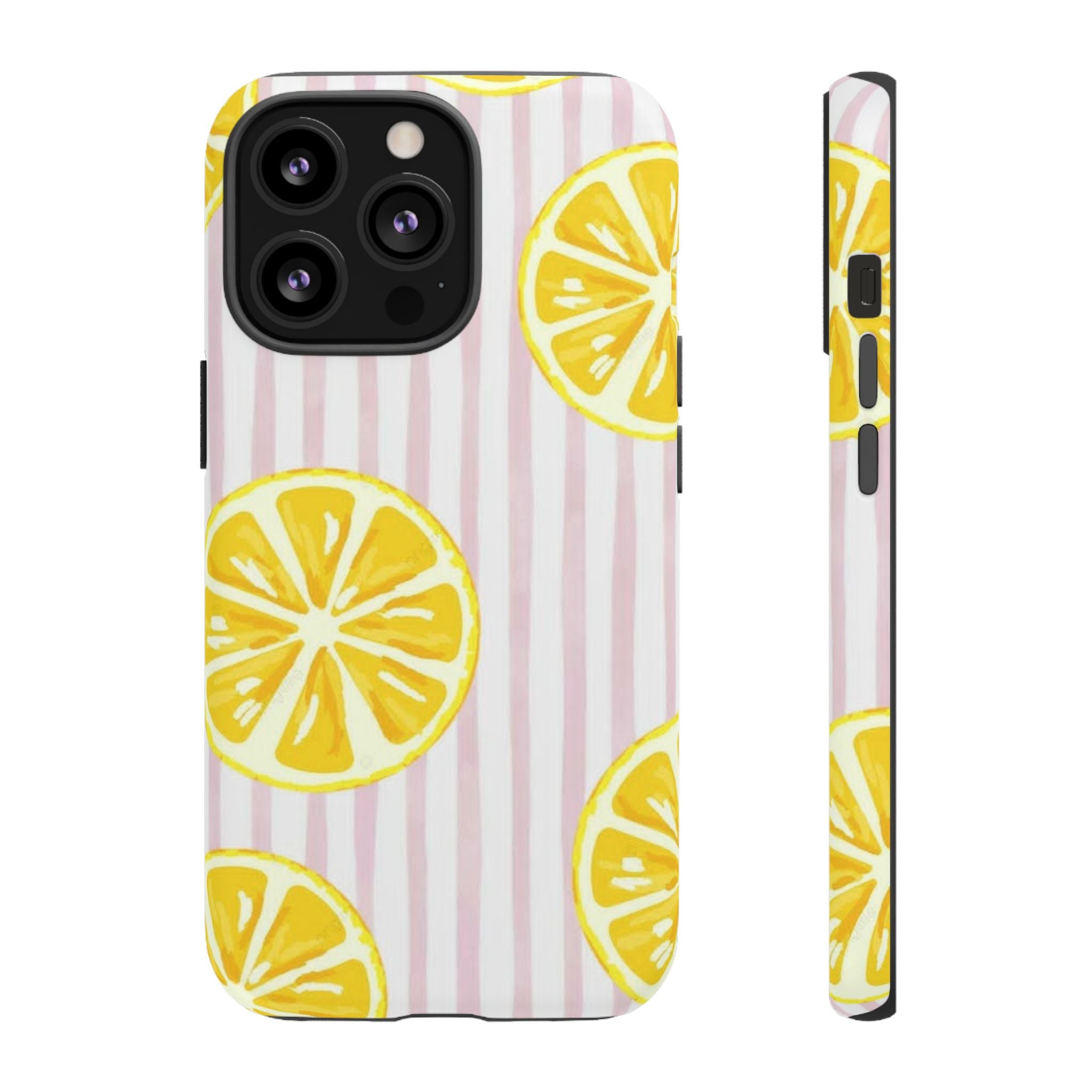 Lemon Slices Tough Case — Cute Pink Stripe Phone Cover