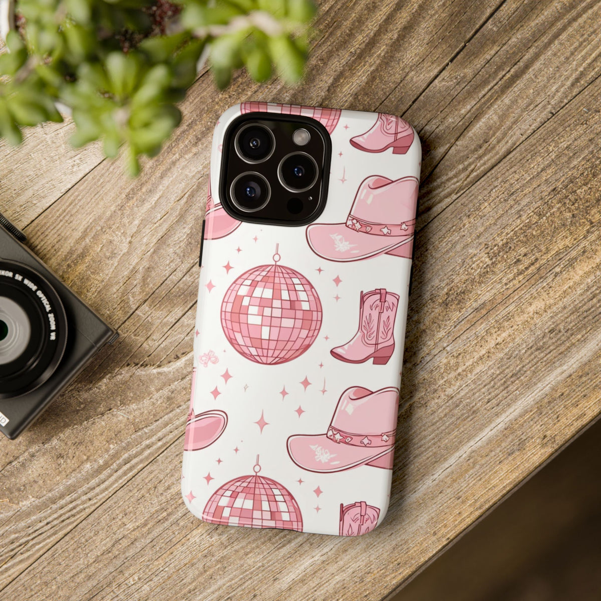 Pink Cowboy Boots & Disco Balls Tough Phone Case