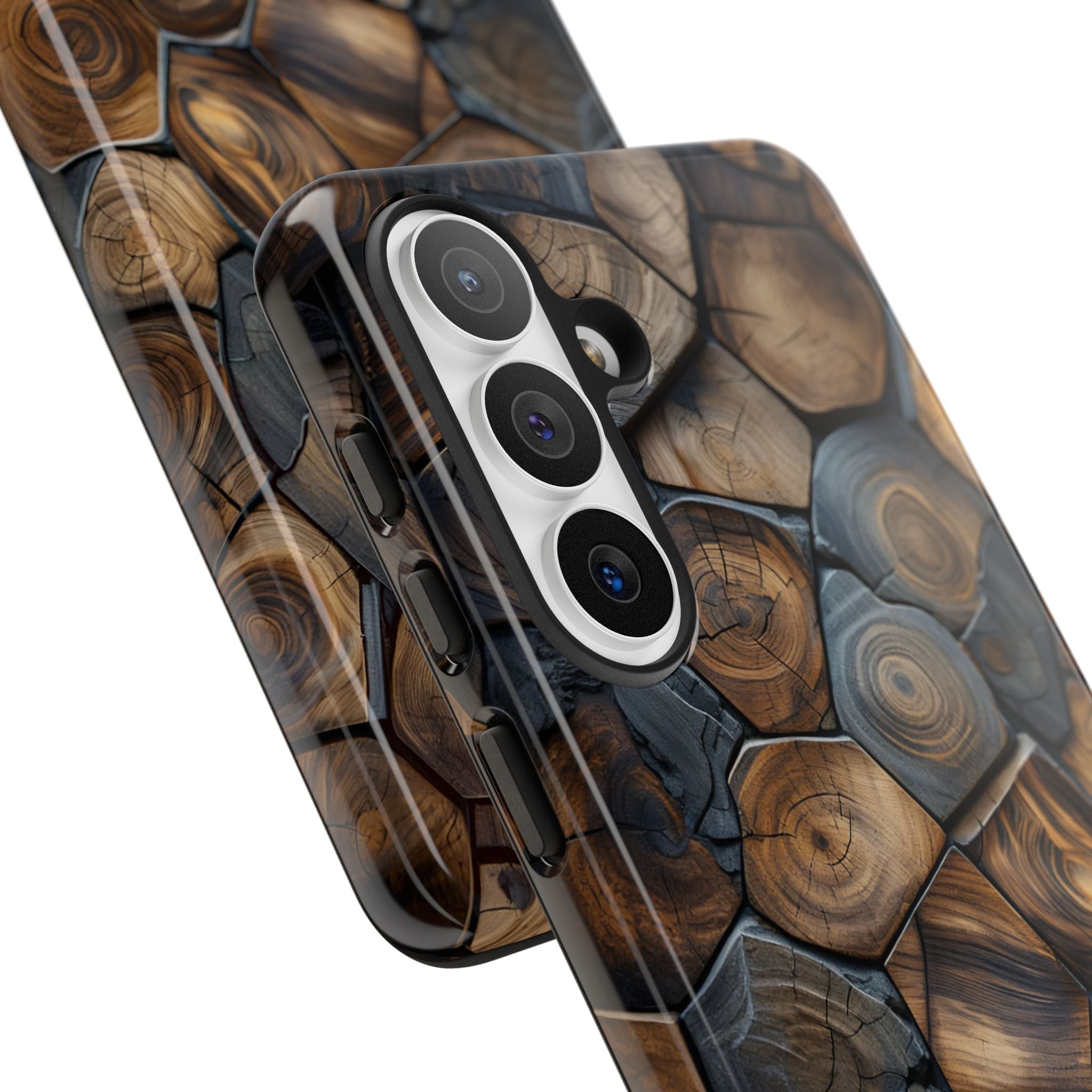 Wood Grain Hex Phone Case — Rustic Geometric iPhone Protection