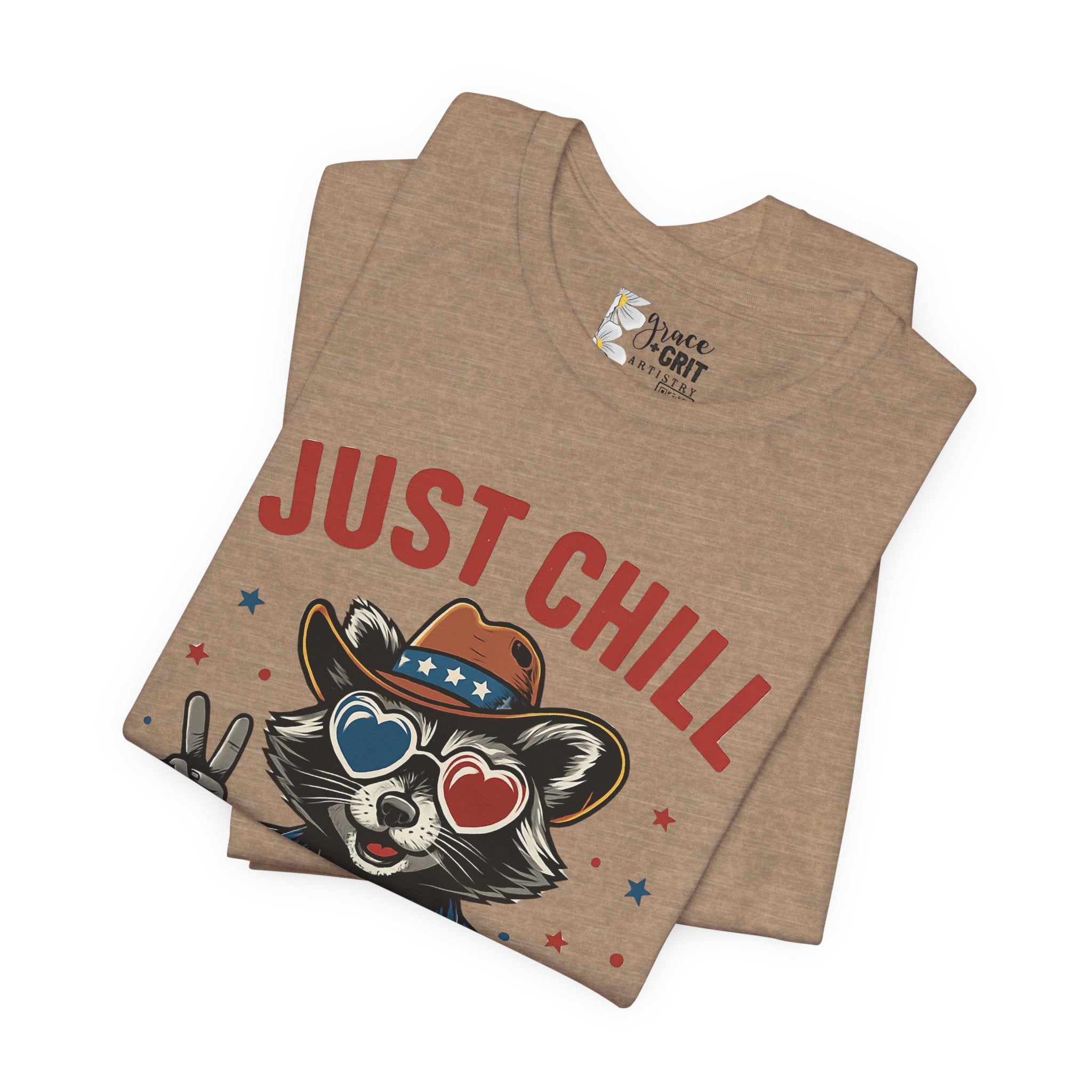 Just Chill The Fourth Out Tee — Patriotic Raccoon 4th of July T-Shirt