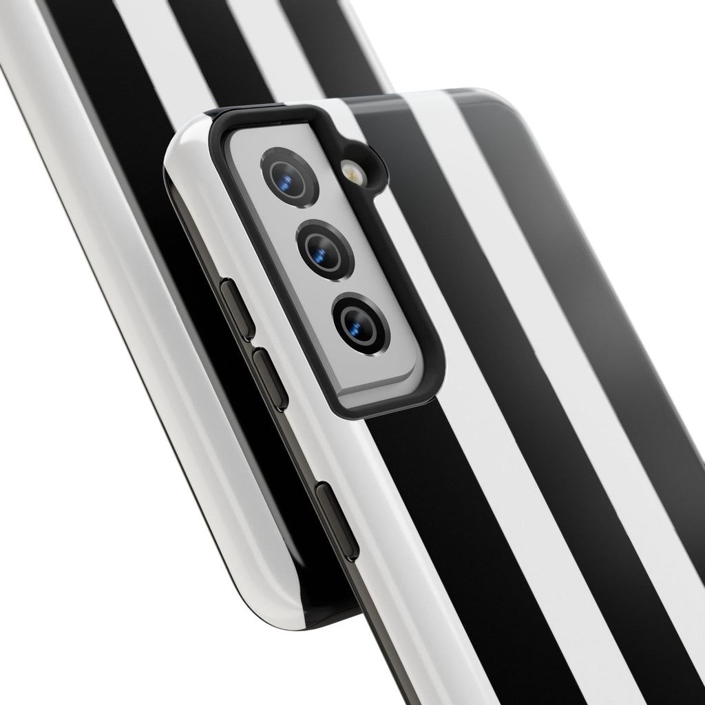 Black & White Bold Stripe Phone Case — Tough Protective Cover