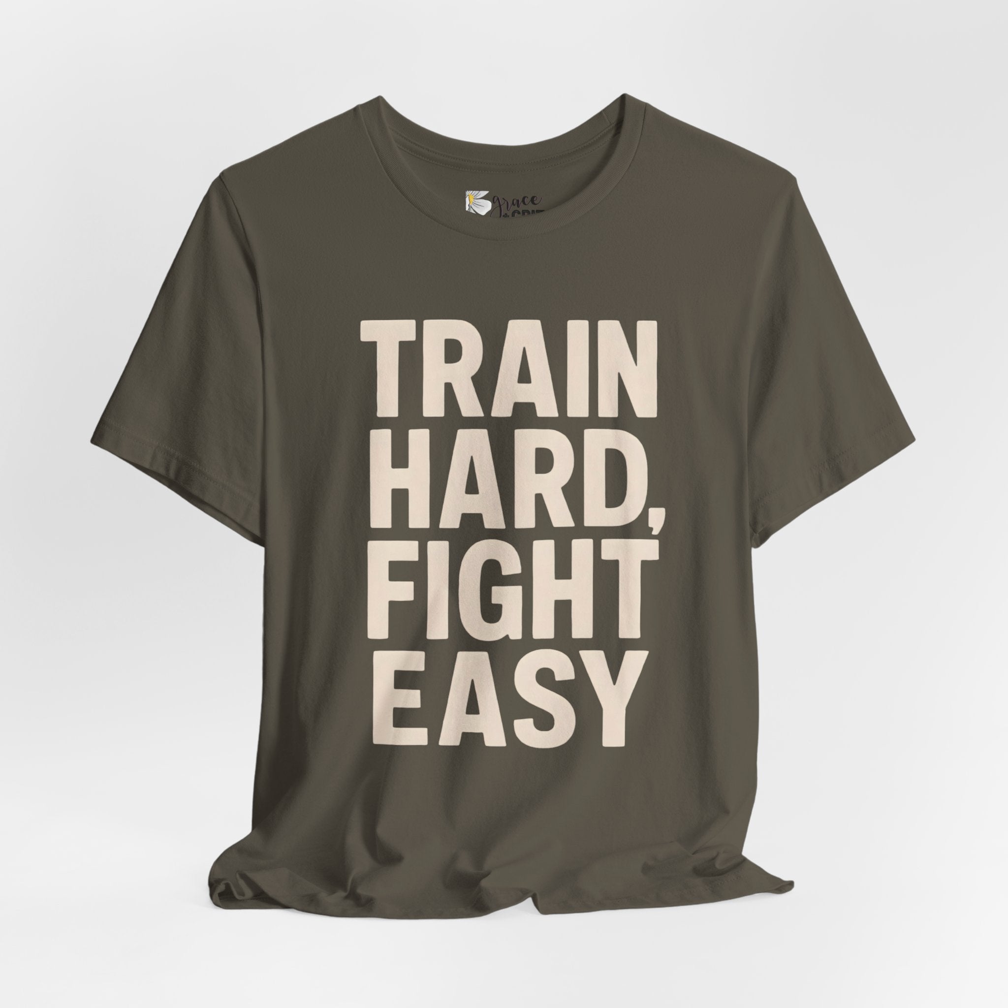 Train Hard Fight Easy Tee | Motivational Gym Workout Shirt