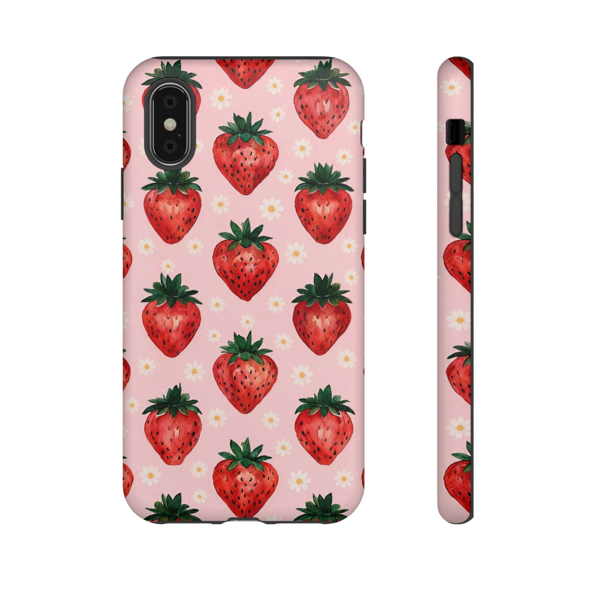Strawberry Pattern Tough Case — Cute Pink Fruit Phone Case
