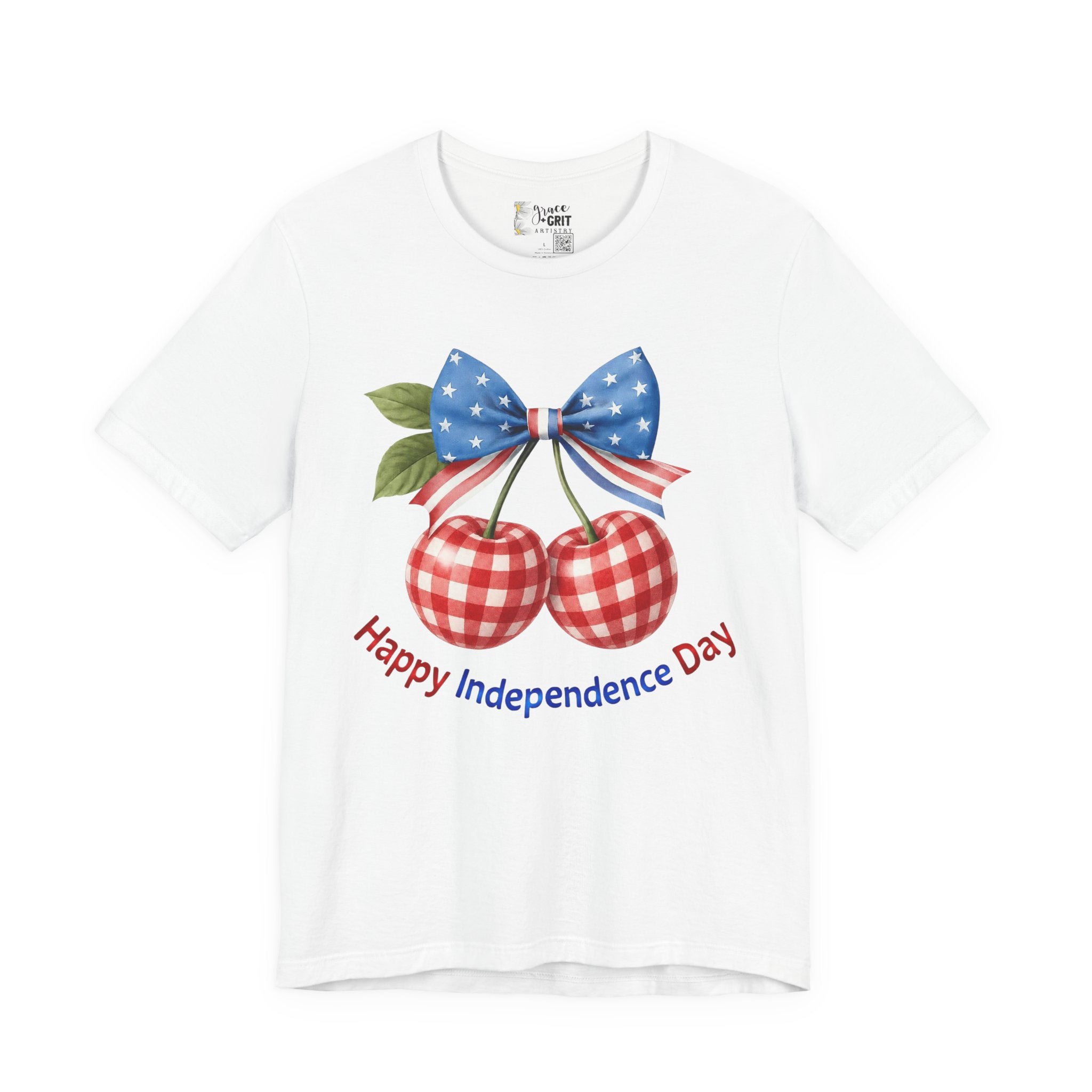 Independence Day Cherry Tee — Patriotic Bow 'Happy Independence Day' T-Shirt