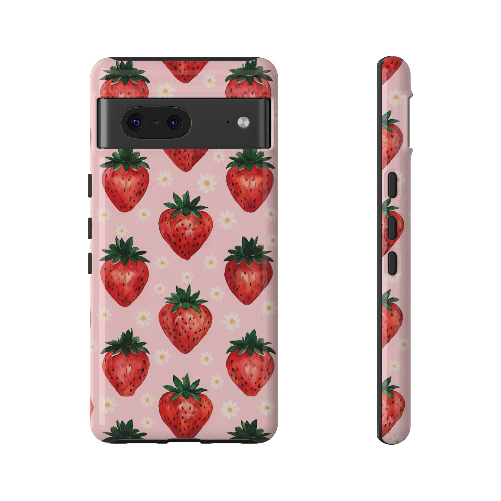 Strawberry Pattern Tough Case — Cute Pink Fruit Phone Case