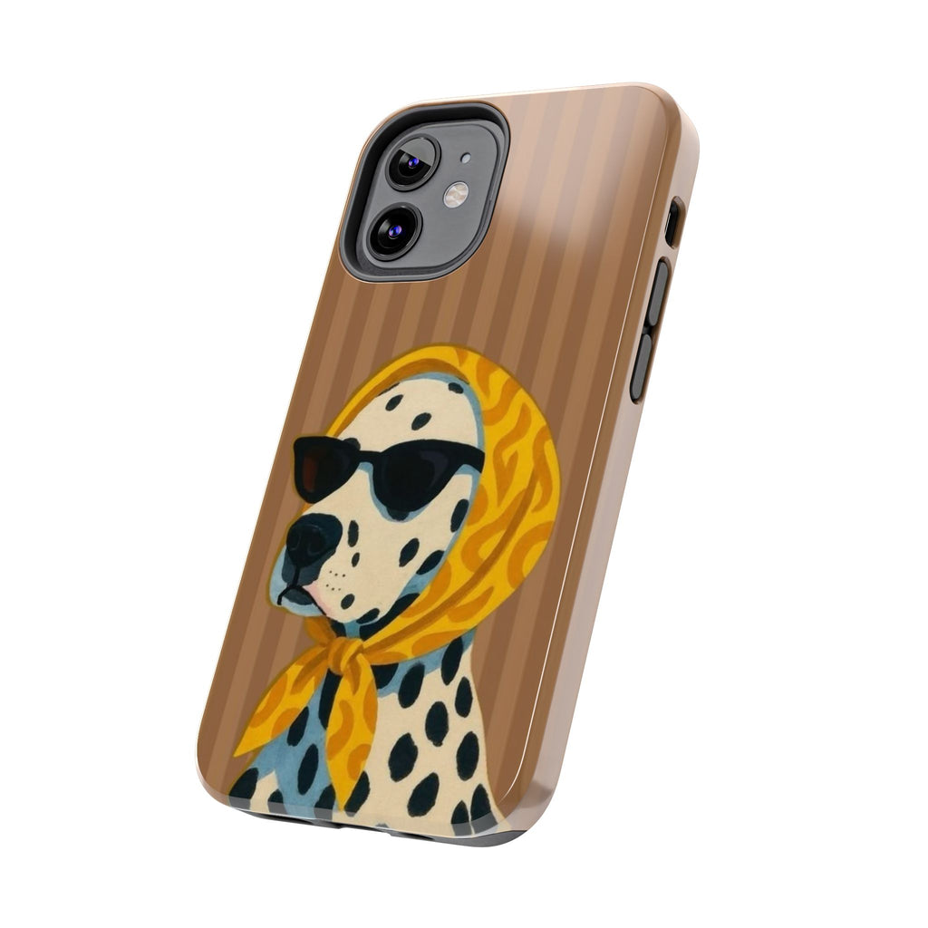 Dalmatian in Scarf Tough Phone Case — Retro Dog Print Protective Cover