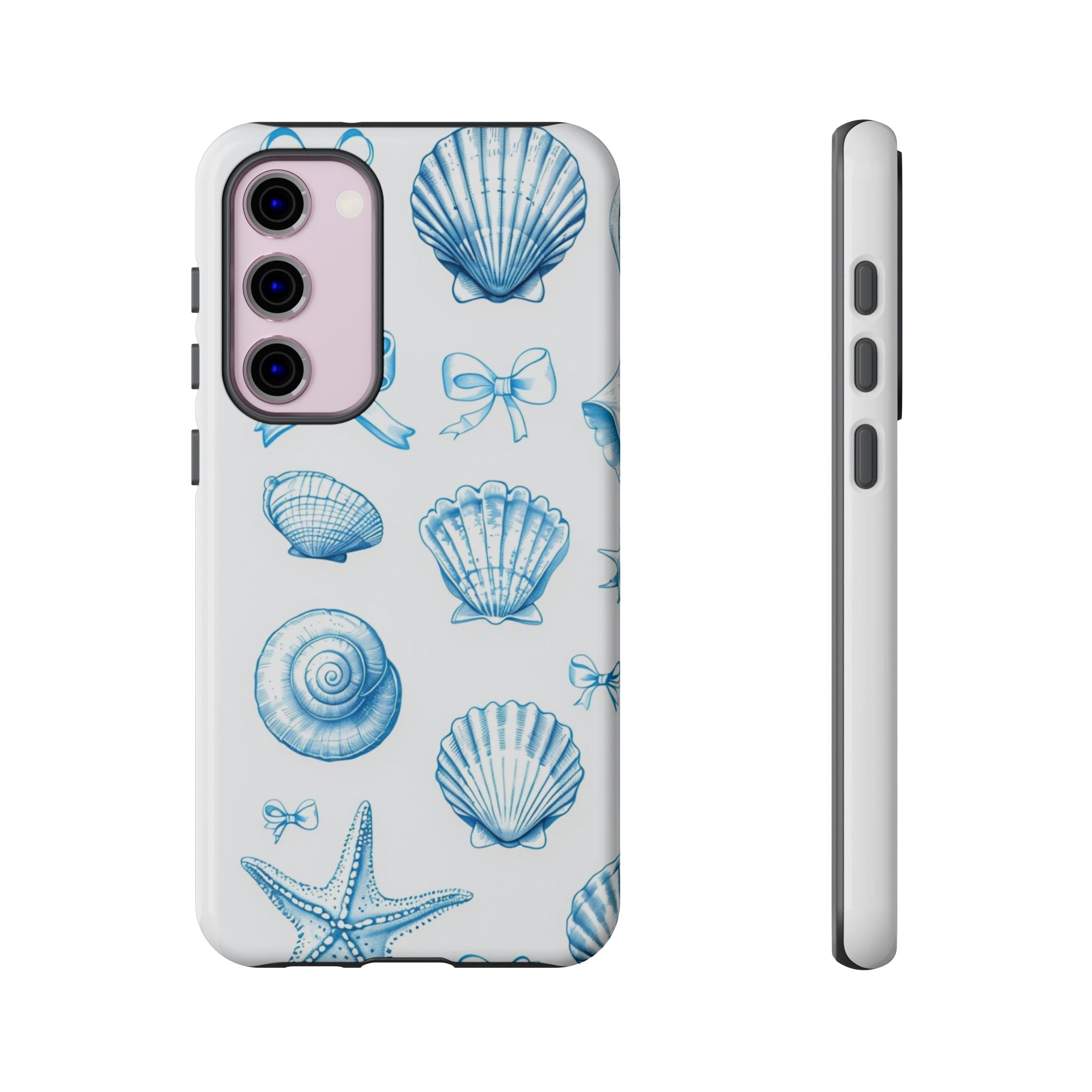 Seaside Shells Phone Case — Blue Nautical Shell & Starfish Pattern