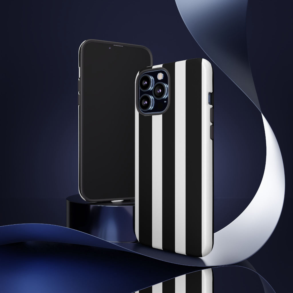 Black & White Vertical Stripe Phone Case — Tough Protective iPhone Cover