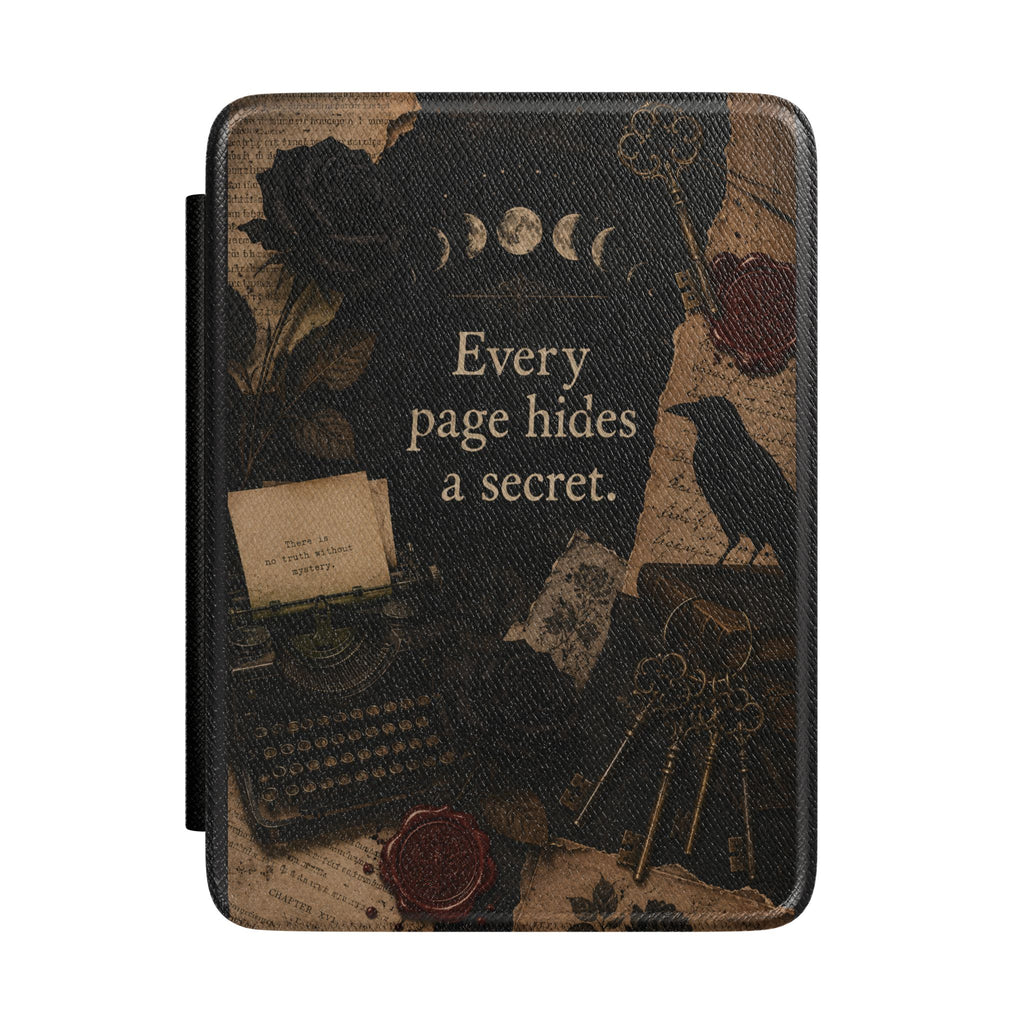 Kindle Case — "Every Page Hides a Secret" Vintage Gothic E-Reader Cover