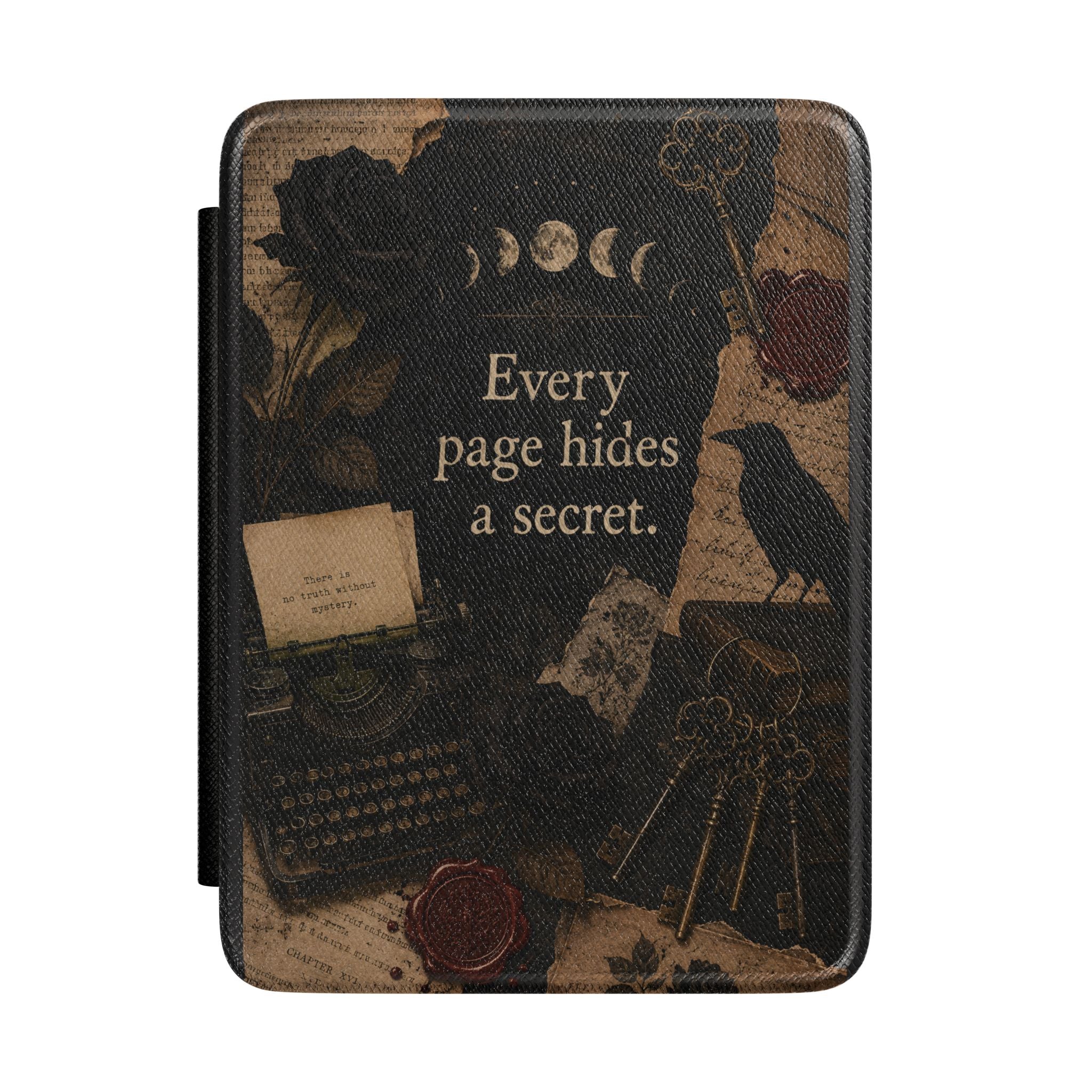 Kindle Case — "Every Page Hides a Secret" Vintage Gothic E-Reader Cover