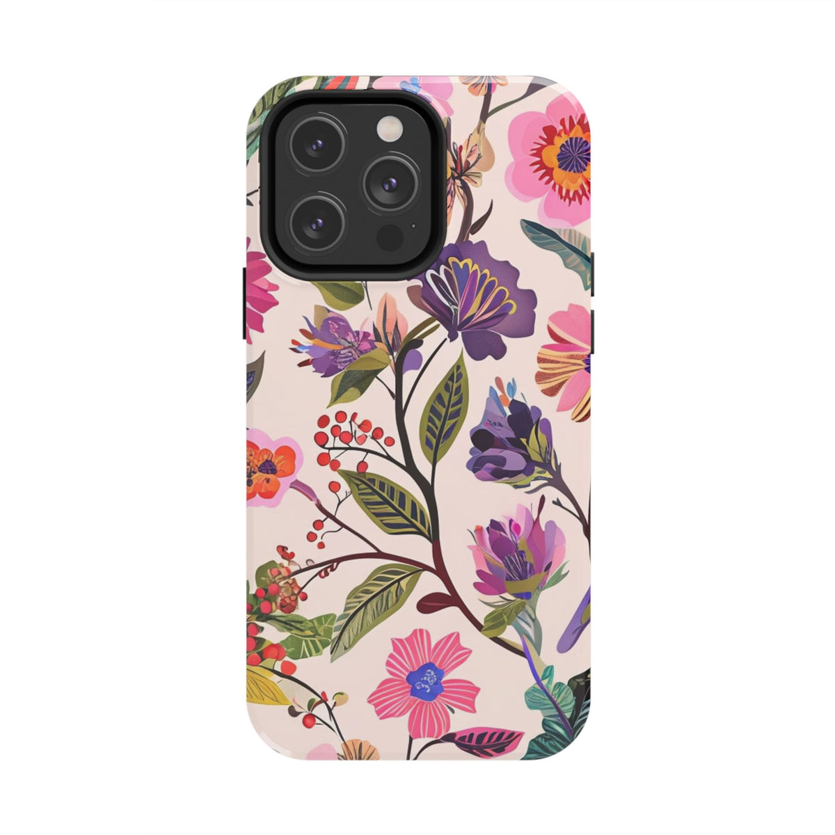 Floral Tough Phone Case – Colorful Botanical Flower Design