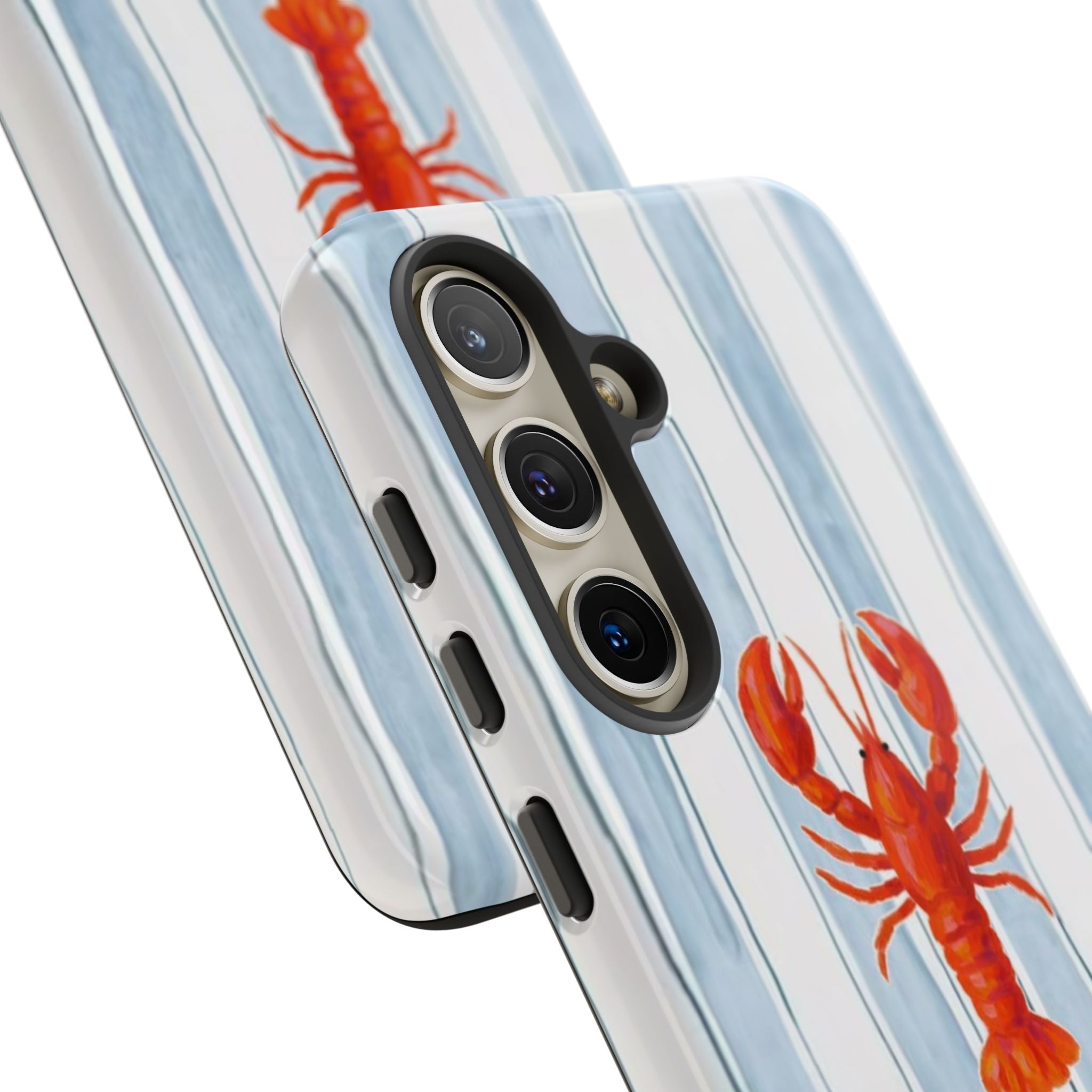 Lobster Stripe Phone Case — Nautical Blue & White Protective Cover
