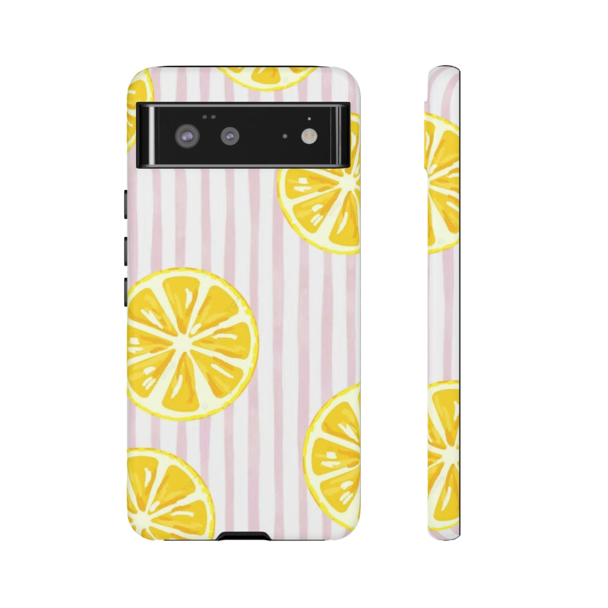 Lemon Slices Tough Case — Cute Pink Stripe Phone Cover