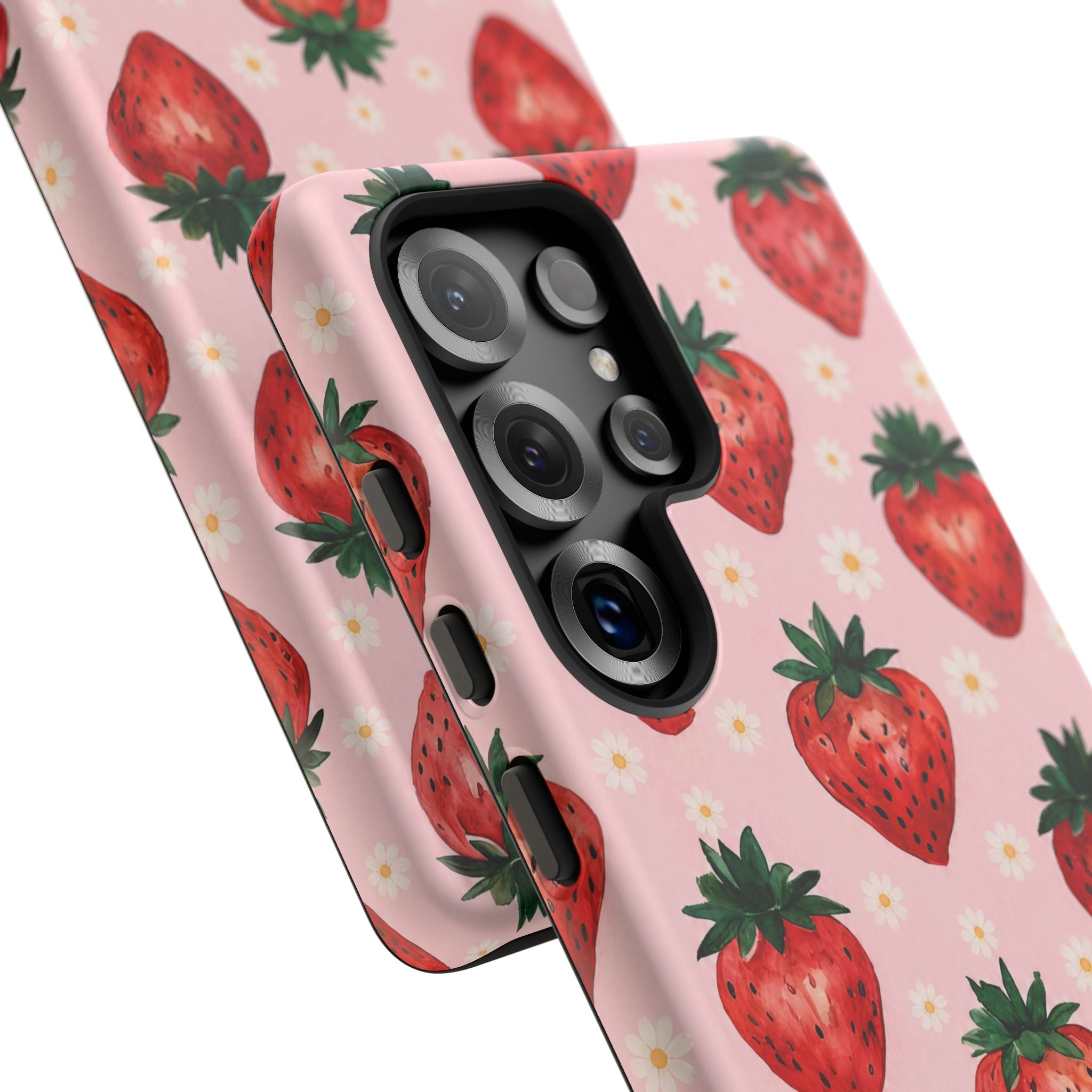 Strawberry Pattern Tough Case — Cute Pink Fruit Phone Case
