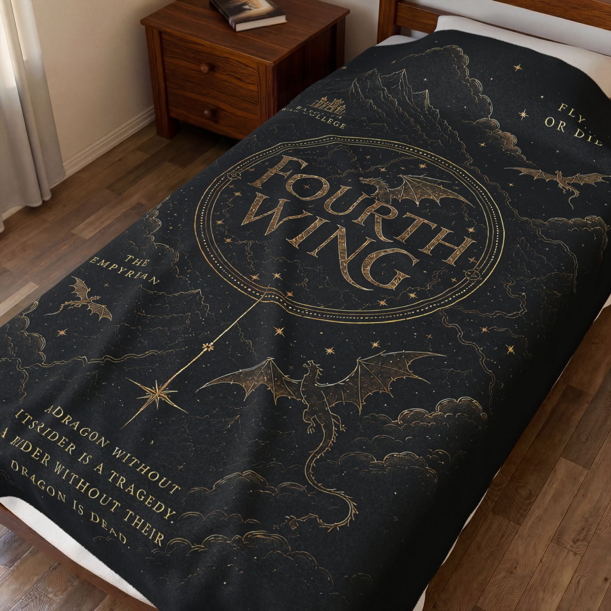 Fourth Wing Velveteen Plush Blanket — Fantasy Book-Lover Throw