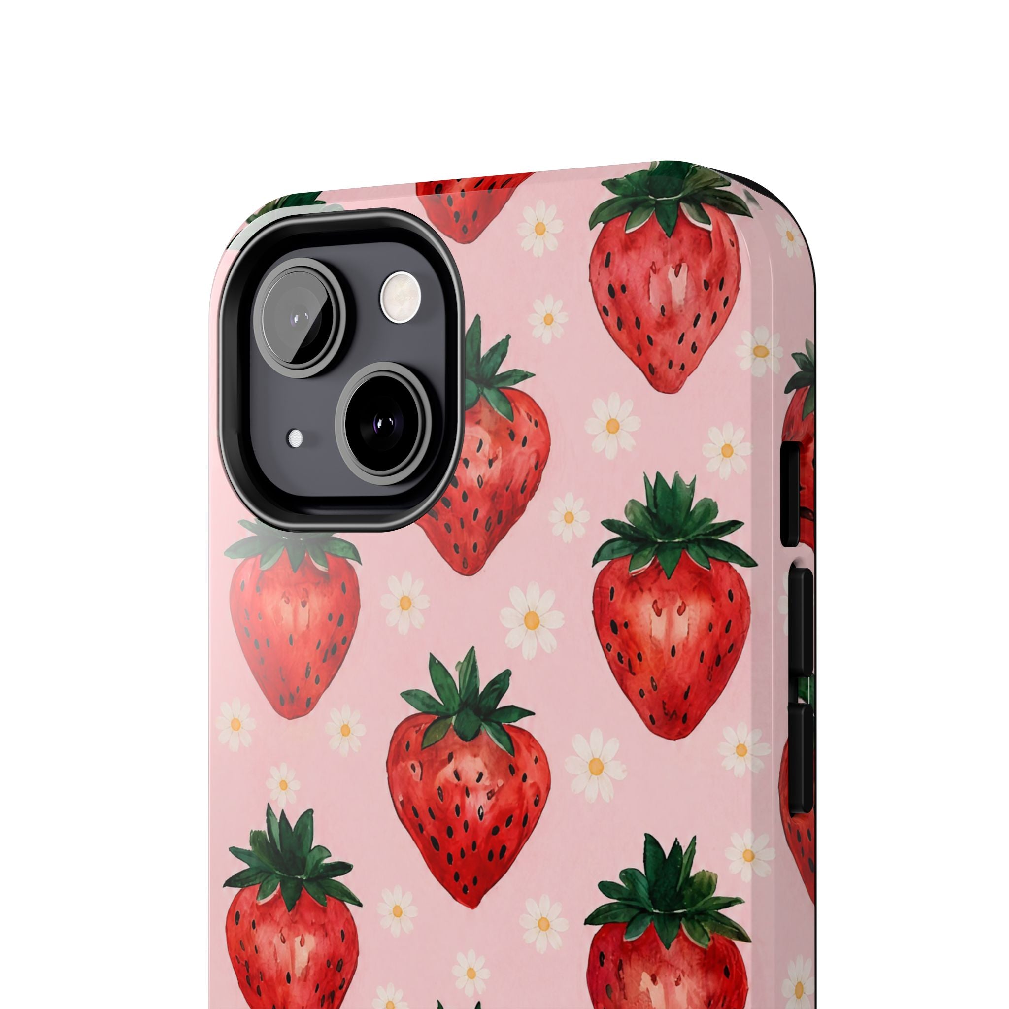 Strawberry Pattern Tough Phone Case — Cute Pink Fruit iPhone/Android Protection