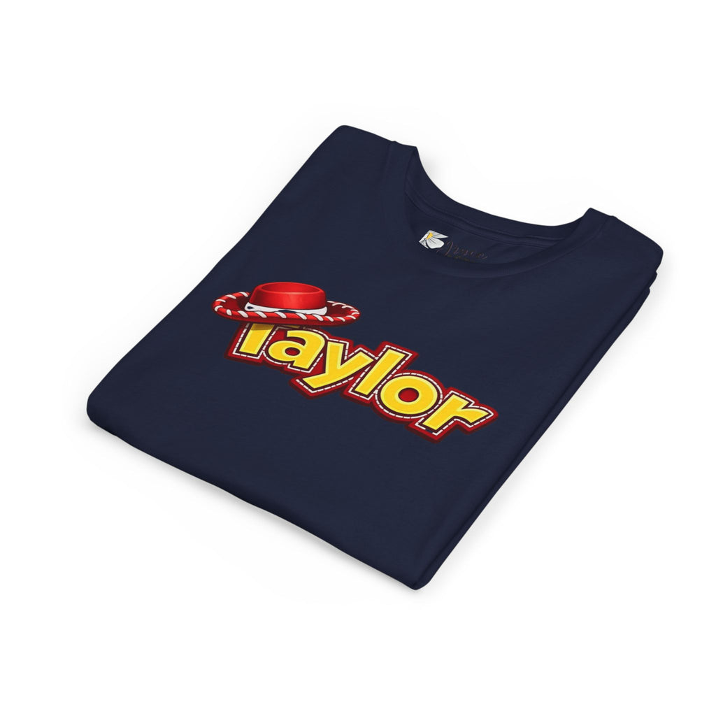 Taylor Kids Tee — Playful Name Shirt with Cowboy Hat Graphic