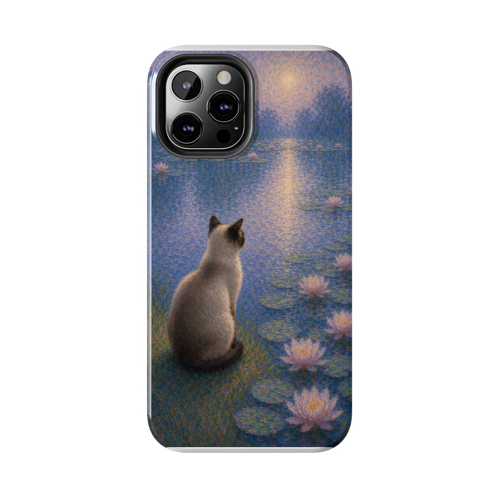 Siamese Cat by Moonlight Tough Phone Case – Waterlily Dream Protective Cover