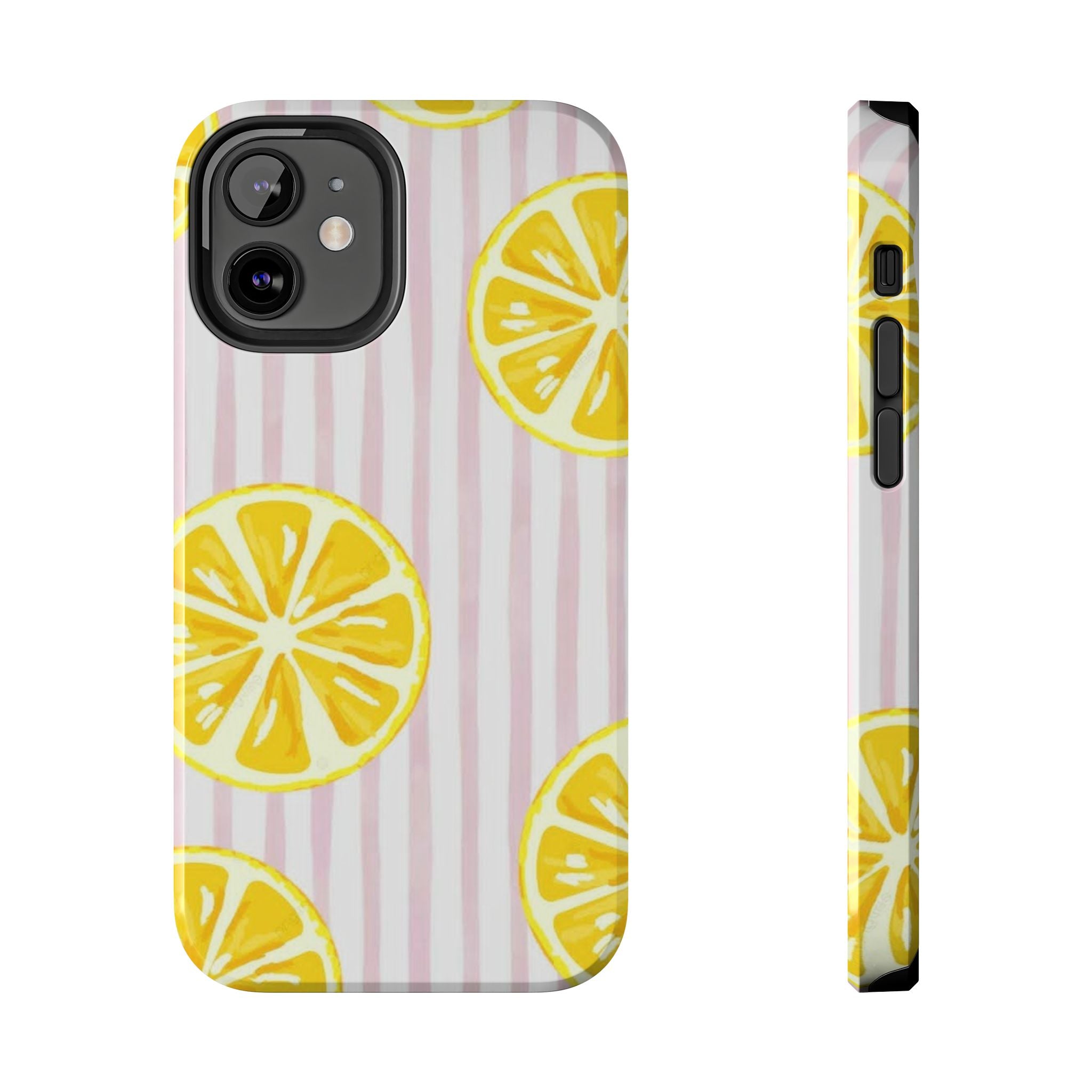 Lemon Slice Tough Phone Case — Pink Stripe Summer Protective Cover