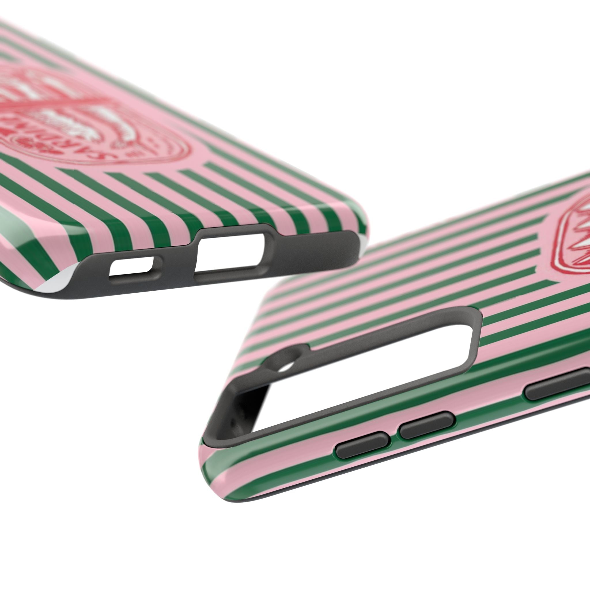 Sardine Stripes Tough Phone Case — Retro Pink & Green Protective Phone Cover
