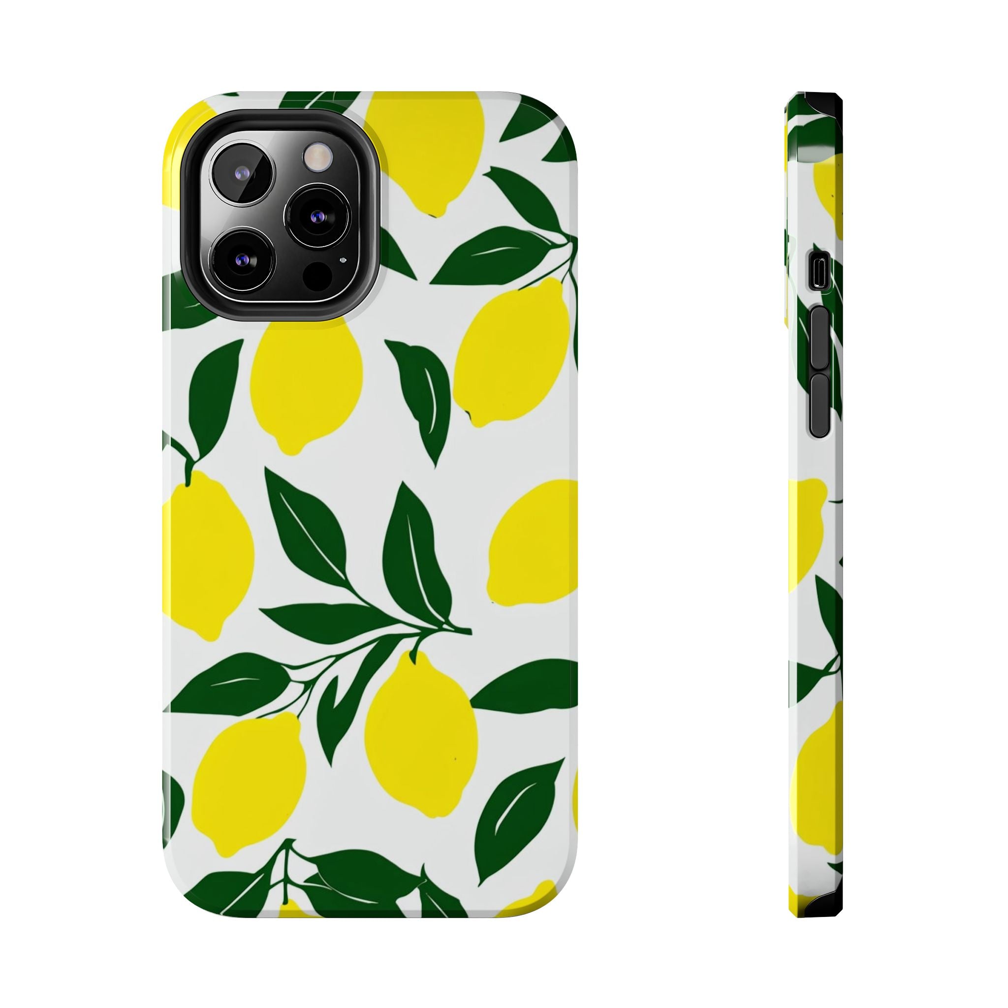 Lemon Pattern Tough Phone Case — Bright Citrus Protective Phone Cover