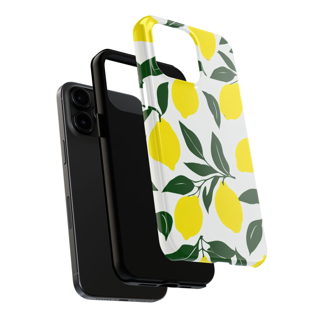 Lemon Pattern Tough Phone Case — Bright Citrus Protective Phone Cover