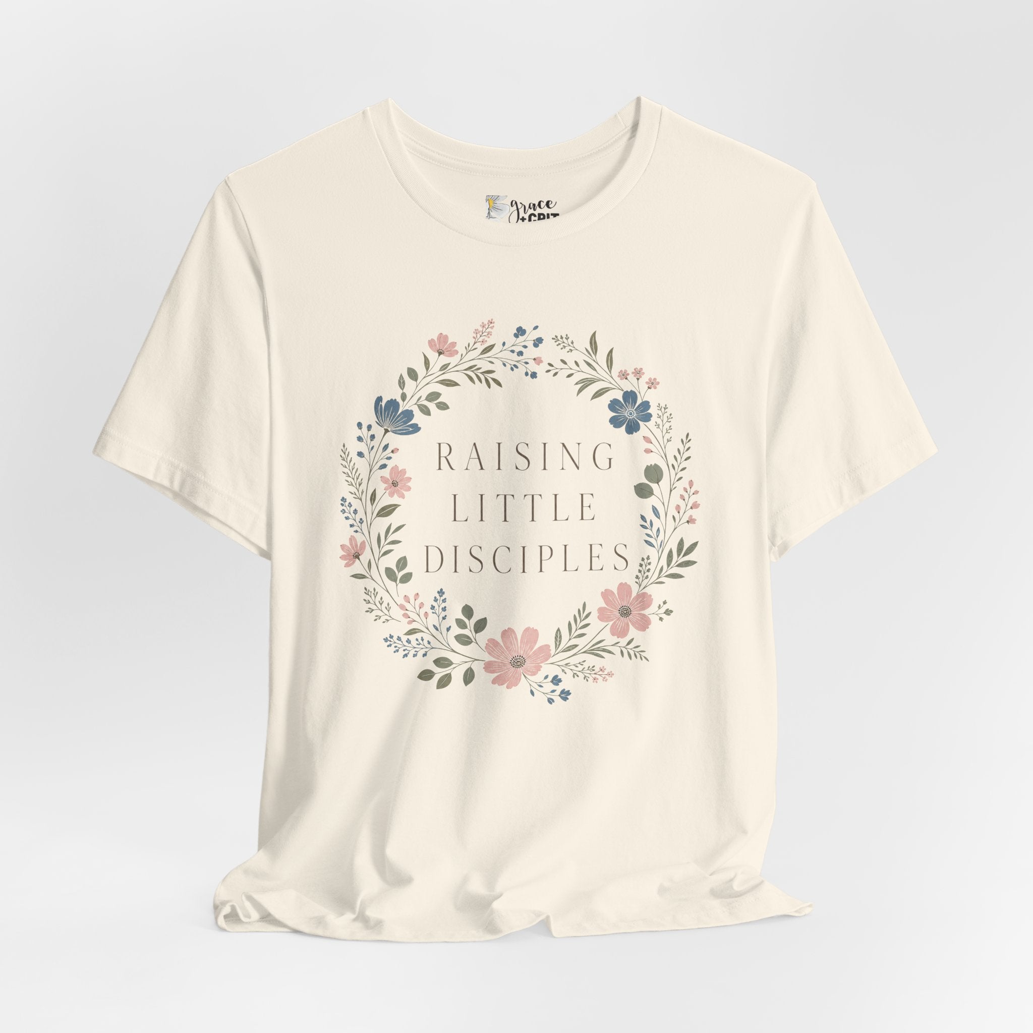 T-Shirt — "Raising Little Disciples" Floral Kids Ministry Tee
