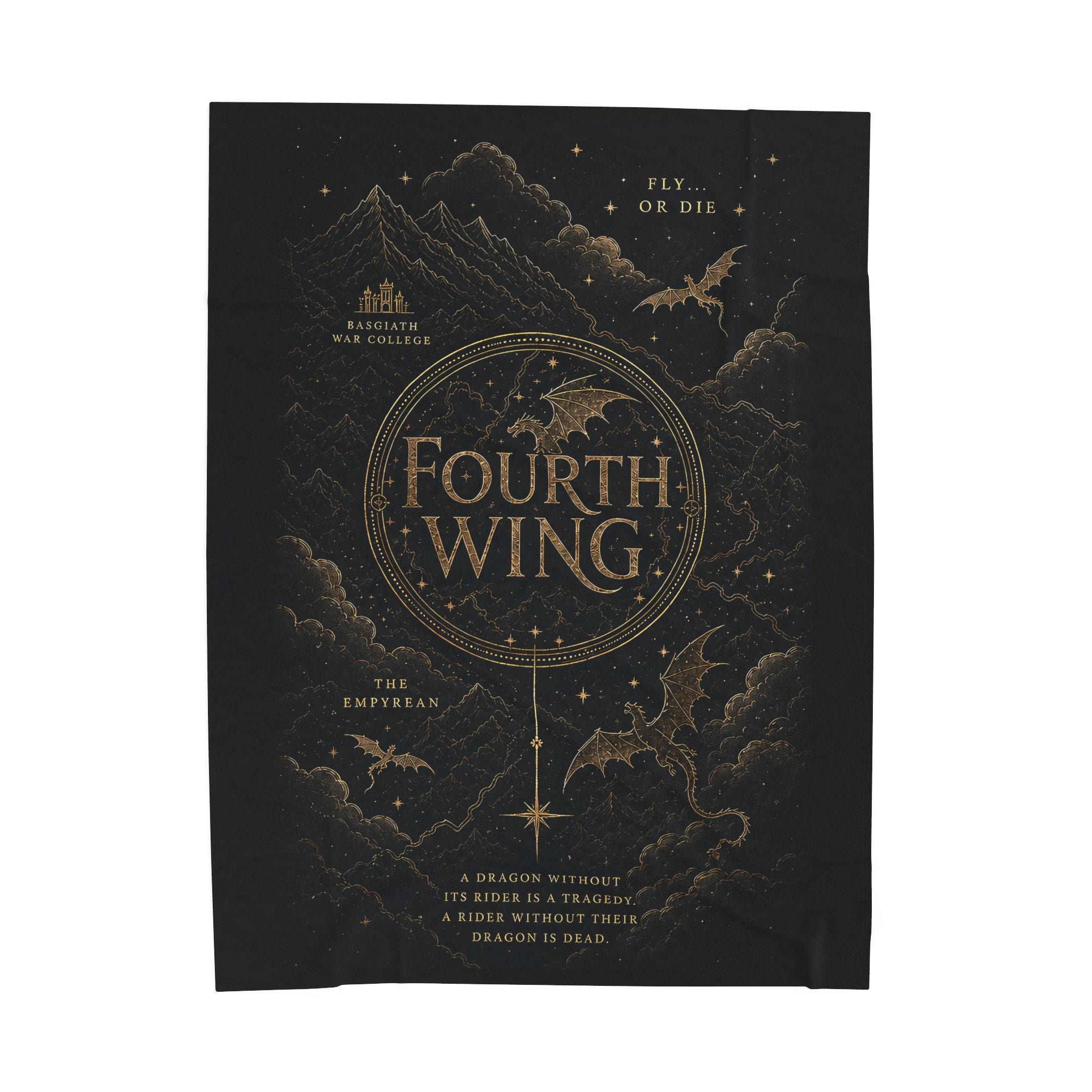 Fourth Wing Velveteen Plush Blanket — Fantasy Book-Lover Throw