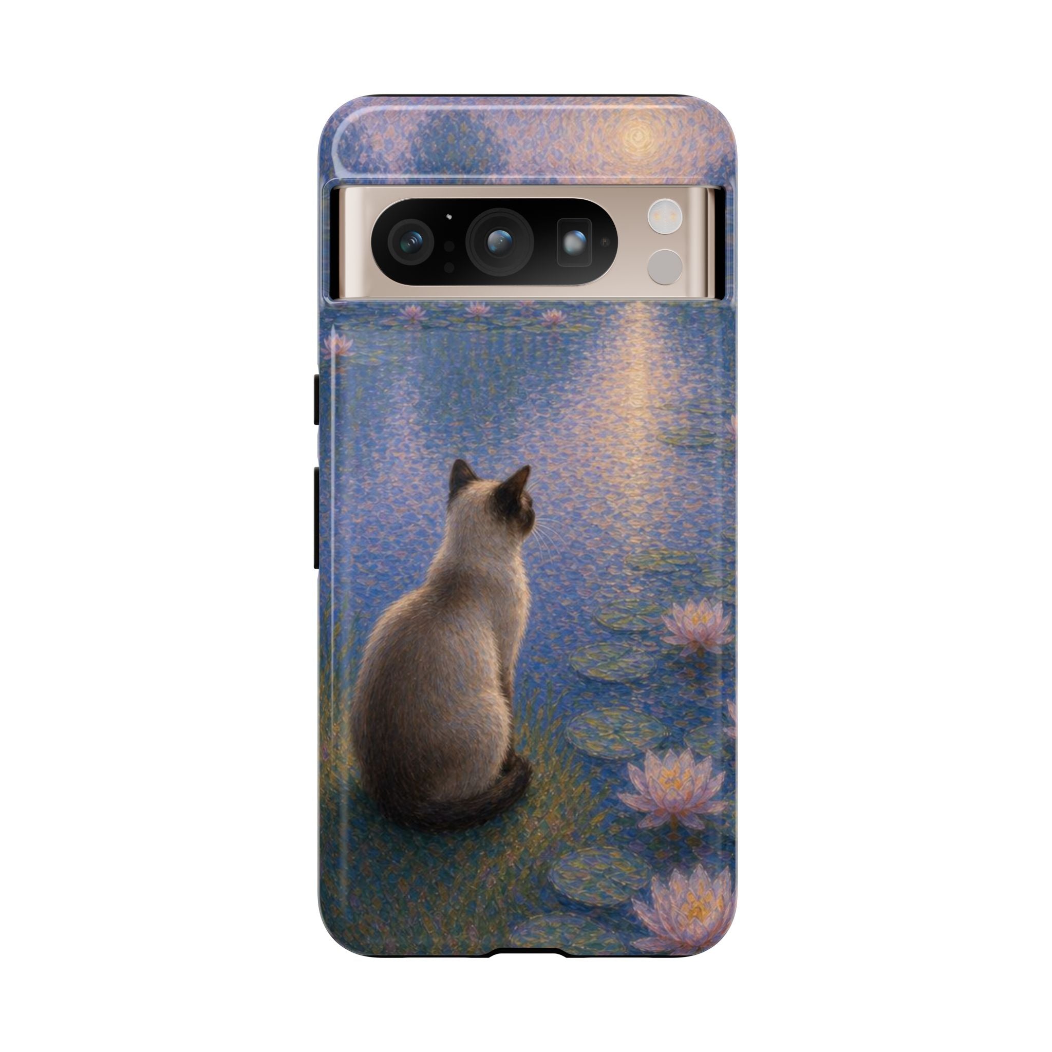 Cat Moonlight Phone Case — Serene Siamese by Lily Pond