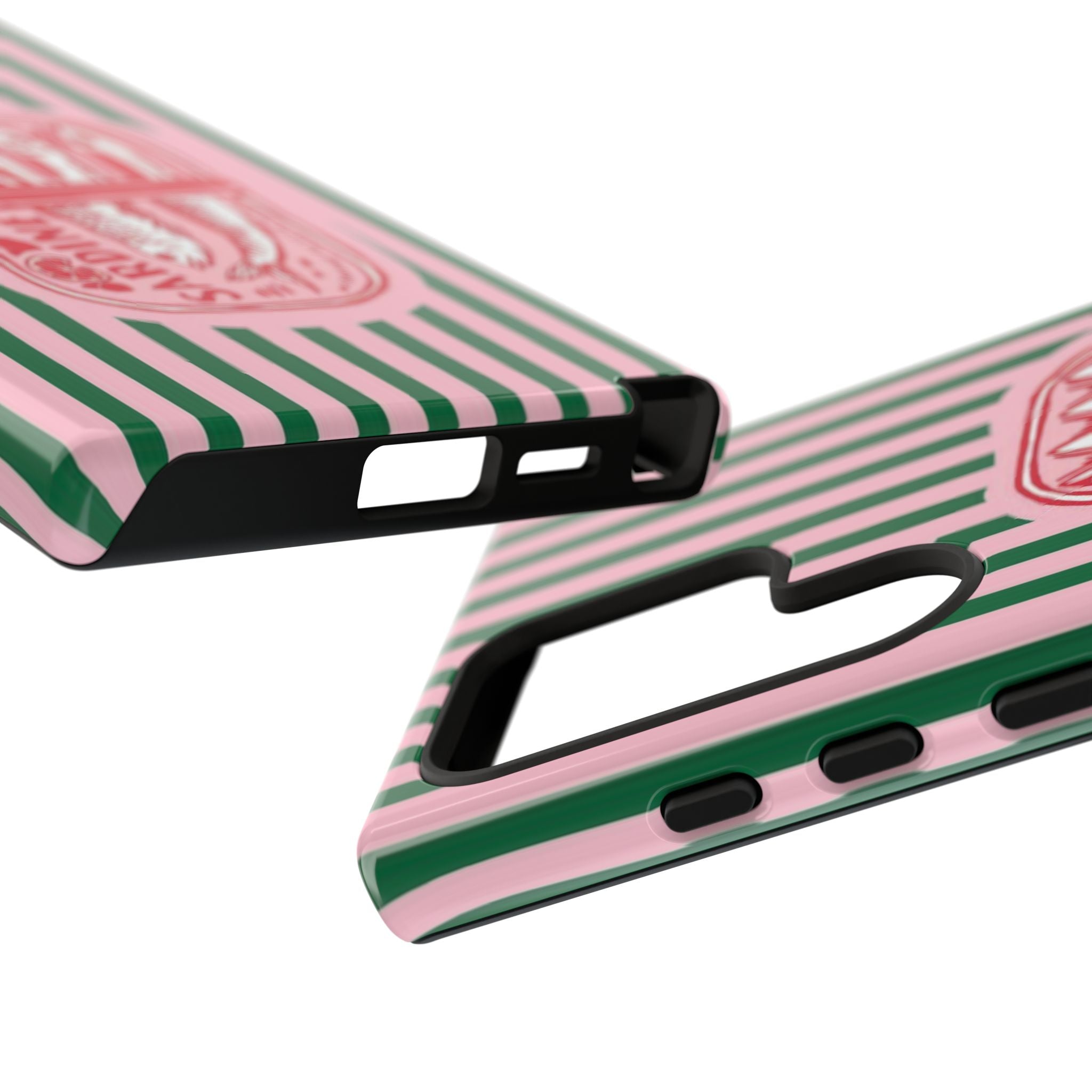 Sardine Stripe Phone Case — Retro Pink & Green Nautical Protection