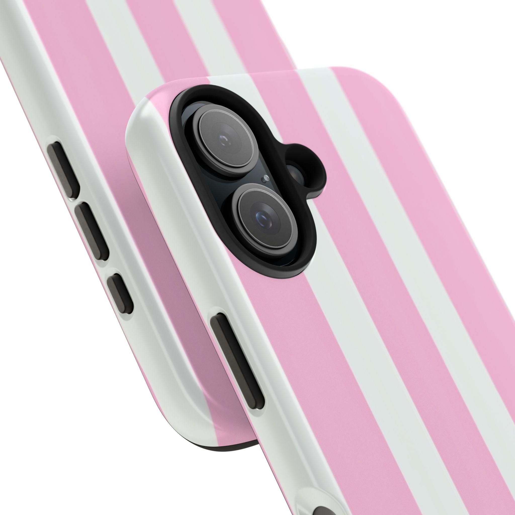 Pink & White Stripe Tough Phone Case — Protective Stripe iPhone Cover