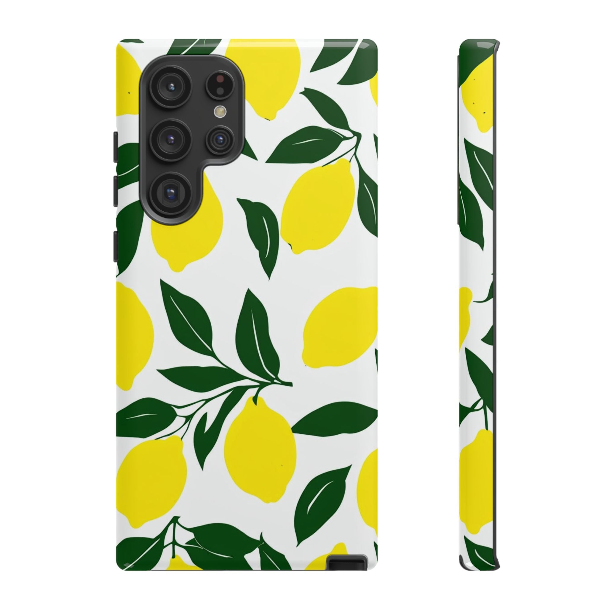 Lemon Pattern Tough Phone Case — Bright Citrus Protective Cover