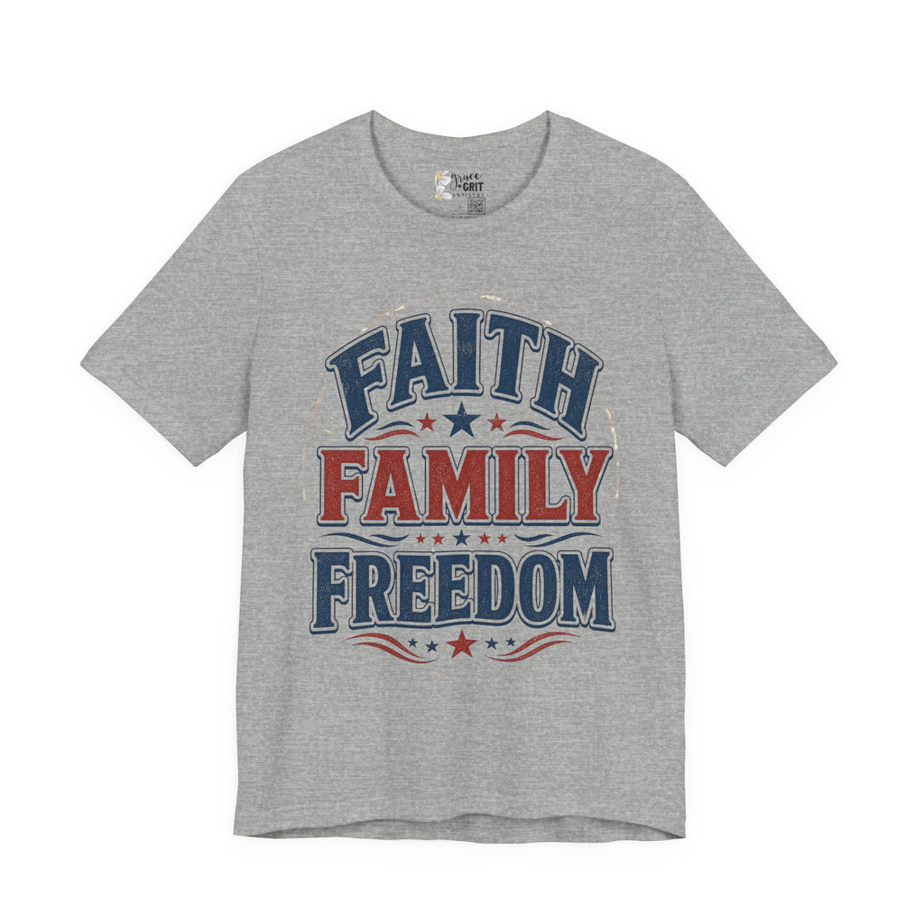 Faith Family Freedom Tee – Patriotic Vintage Graphic T-Shirt