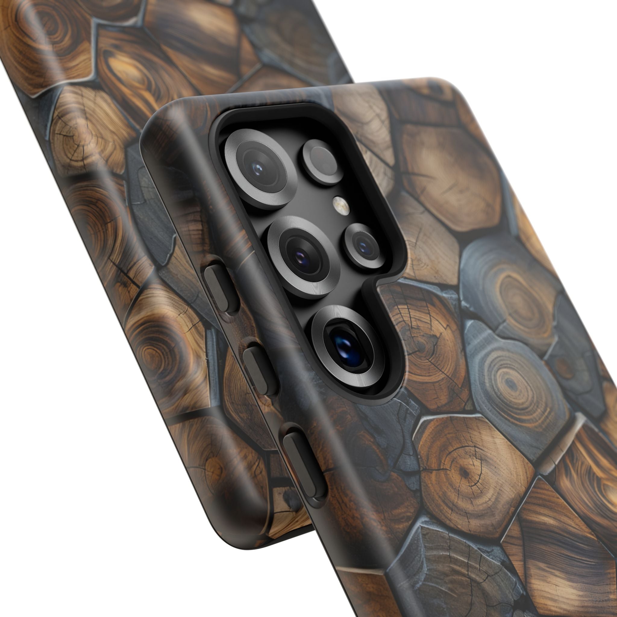 Wood Grain Hex Phone Case — Rustic Geometric iPhone Protection