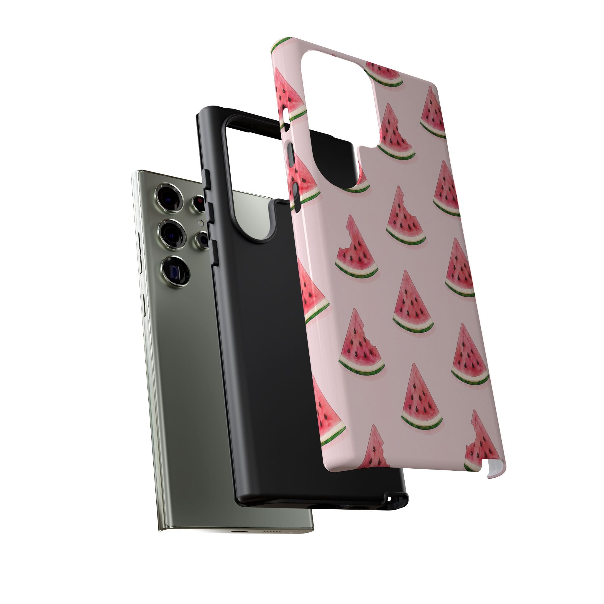 Watermelon Pattern Tough Phone Case — Pink Fruit Slice Protective Case